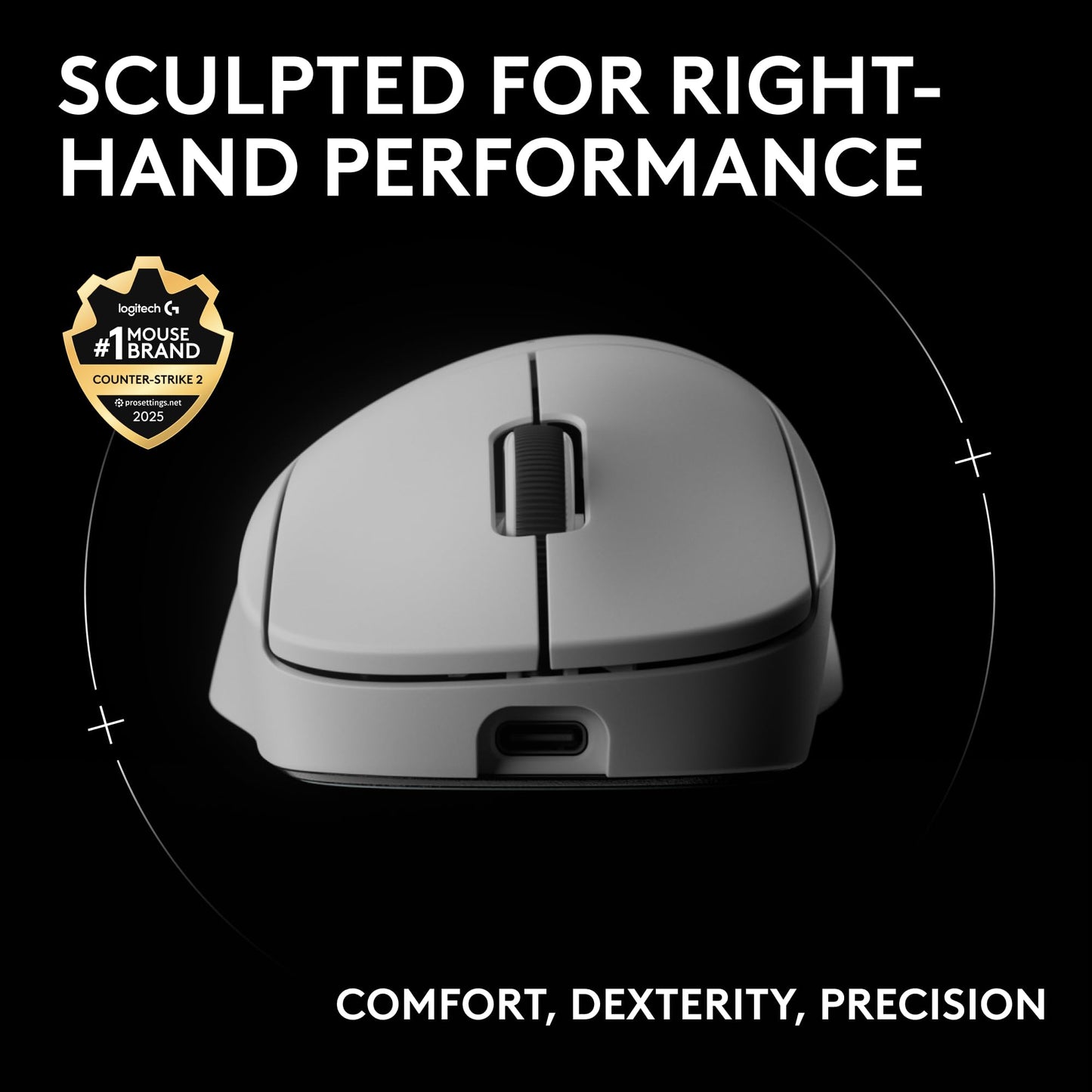 Logitech G PRO X Superlight 2 Wireless Gaming Mouse - Black | 60g, Symmetrical Shape, <8 kHz Polling, 44K DPI, PowerPlay Wireless Charging Supported, USB-C, 5 Buttons, For PC/Mac