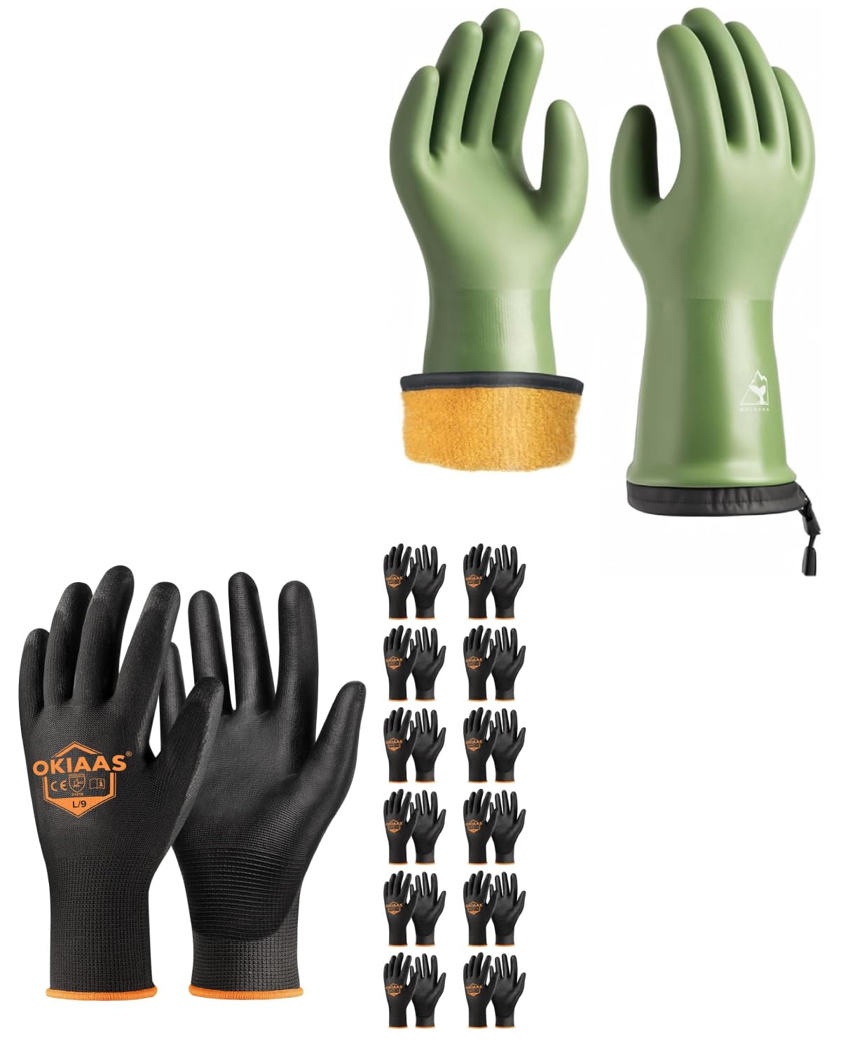 OKIAAS Men's Work Gloves & toolant Balaena Waterproof Winter Gloves - Size Large