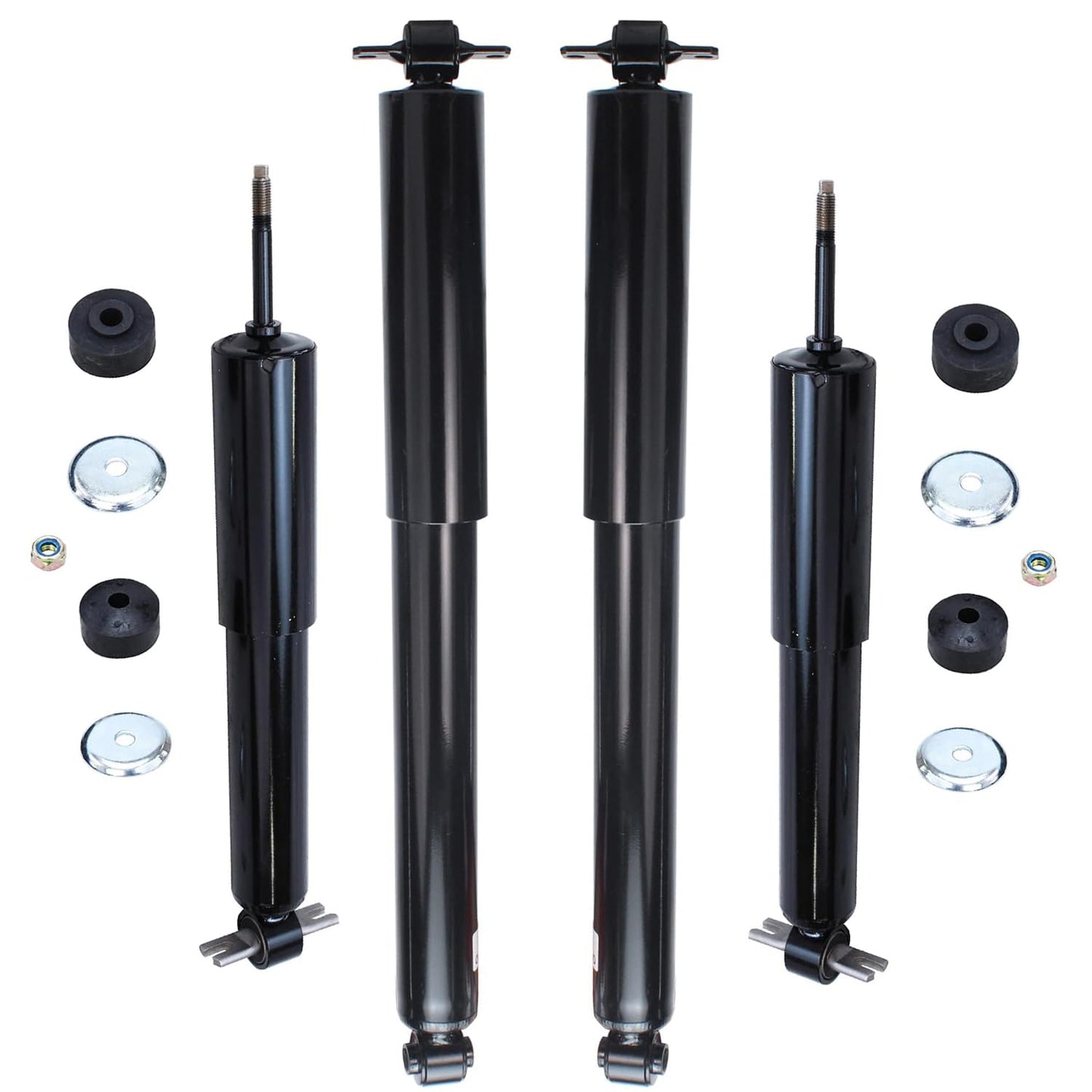Detroit Axle - Front and Rear Shock Absorbers for 2007-2017 Jeep Wrangler, 2018 Wrangler JK 4 Complete Shock Absorber Assembly 2008 2009 2010 2011 2012 2013 2014 2015 2016 Replacement