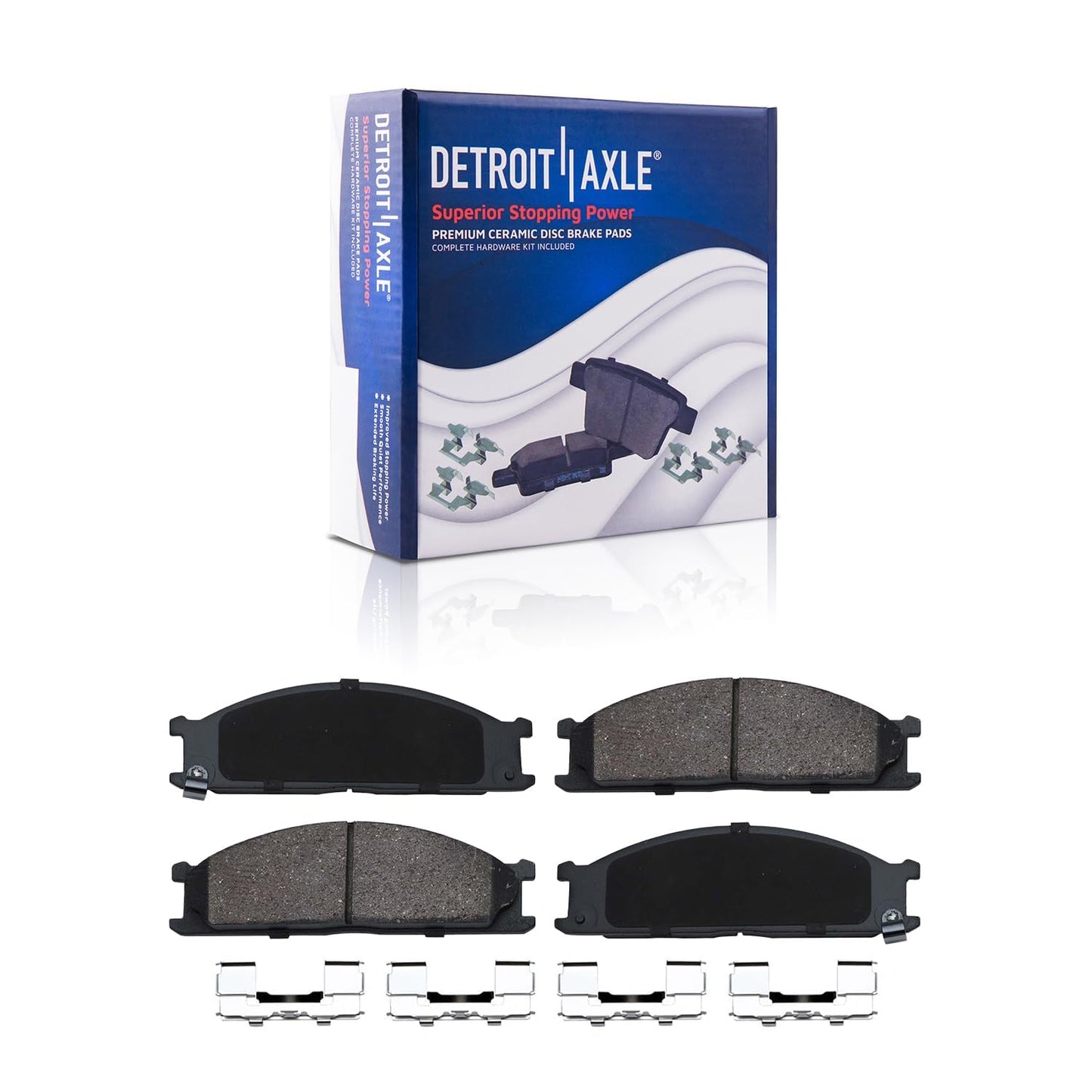 Detroit Axle - Rear Brake Pads for 2019-2024 Chevy Silverado 1500 GMC Sierra 1500, 2021-2024 Tahoe Suburban Yukon XL Cadillac Escalade ESV, Canyon LYRIQ Colorado, Ceramic Brake Pads with Hardware