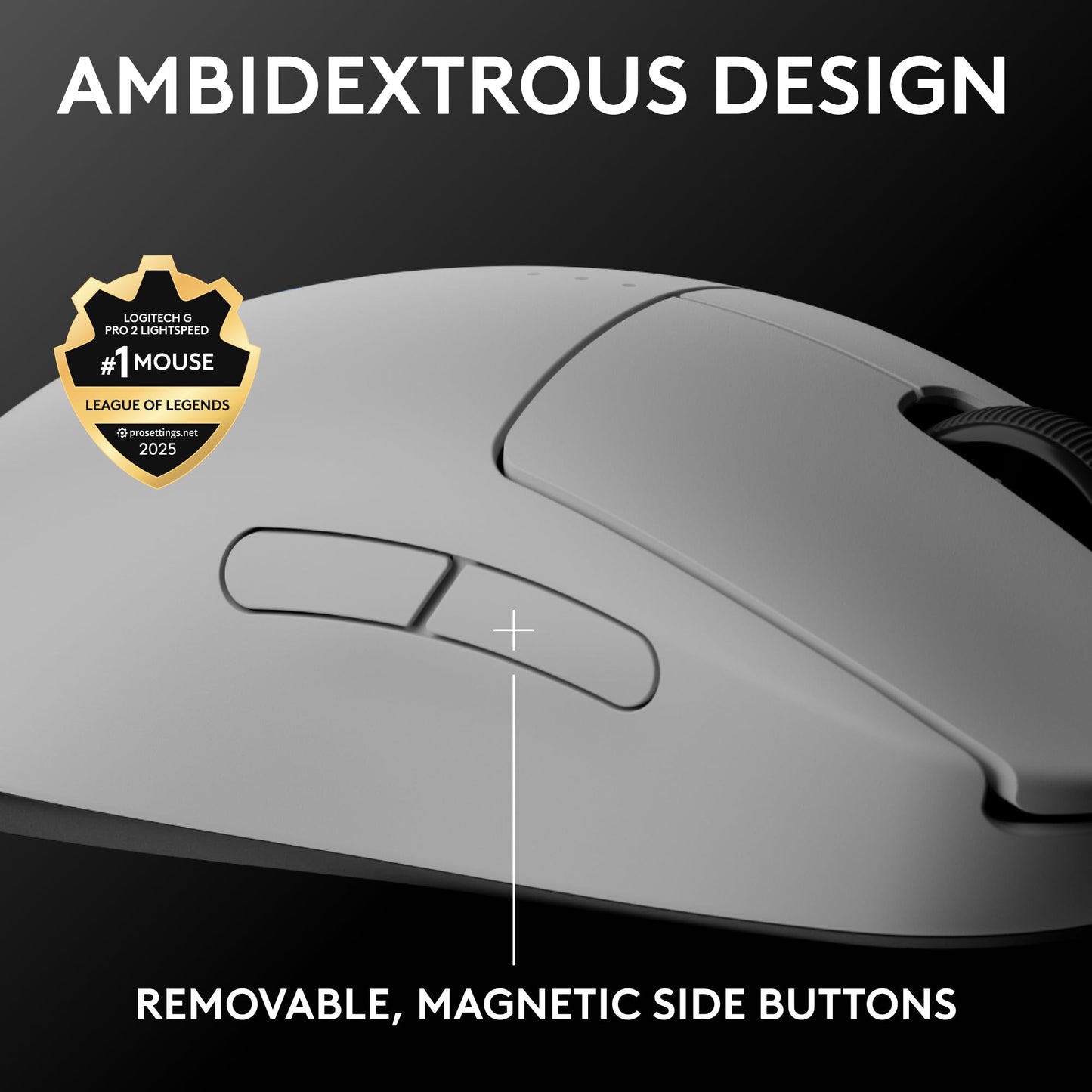 Logitech G PRO 2 Lightspeed Wireless Gaming Mouse, Right- or Left-Handed Mouse with up to 4 Customizable and Switchable Magnetic Side Buttons, 44K DPI Sensor, USB-C Charging, for PC/Mac - Black