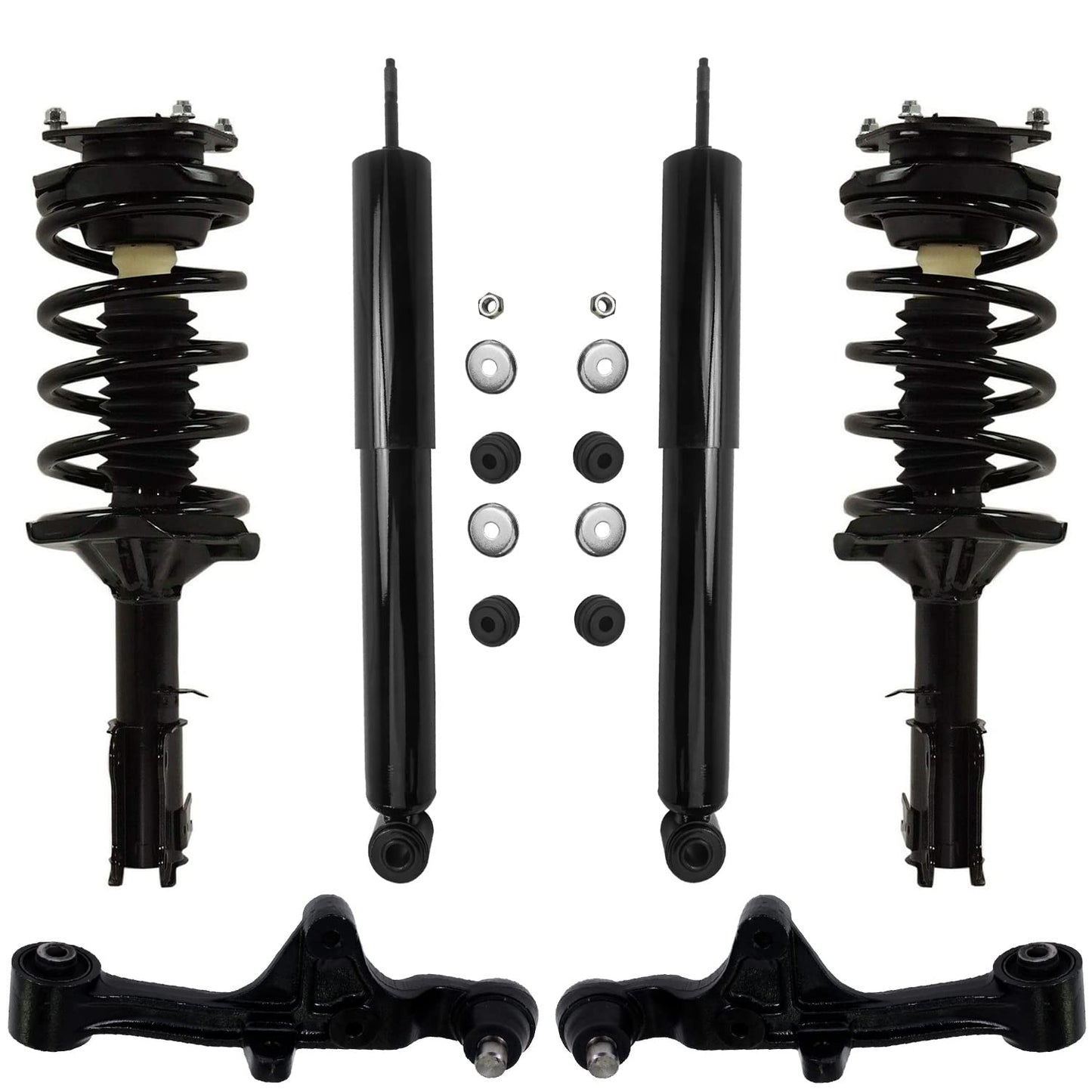 Detroit Axle - 6pc Struts Shocks Kit for 2014-2018 Chevy Silverado 1500 GMC Sierra 1500, 2 Front Struts w/Coil Springs 2 Sway Bars 2 Rear Shock Absorbers 2015 2016 2017 Replacement Suspension