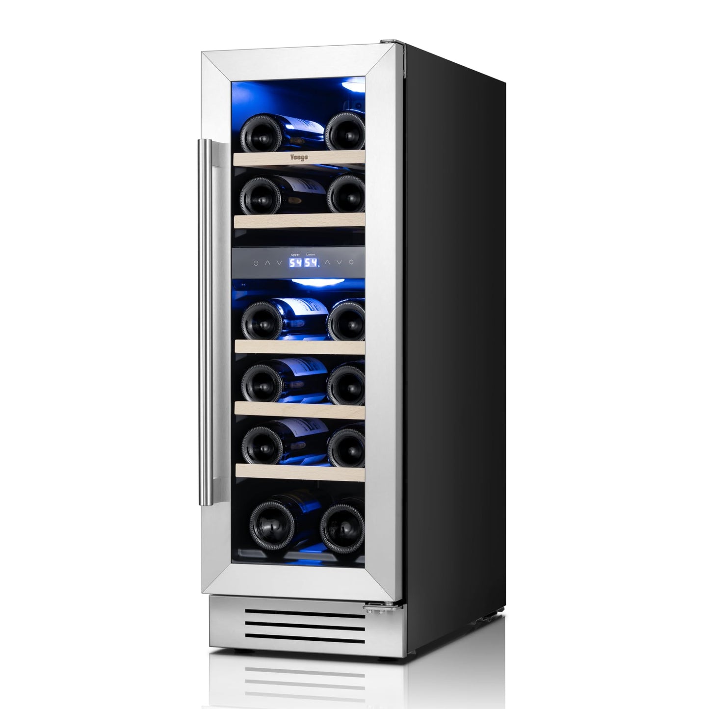 Yeego Wine Fridge Cooler - 24 Inch Dual Zone Wine Fridge Hold 52 Bottles, 40-65°F Wine Refrigerator Glass Door, Built in Fridge, Freestanding Adjustable Shelves Fridge for Beer Soda Drink Home Bar