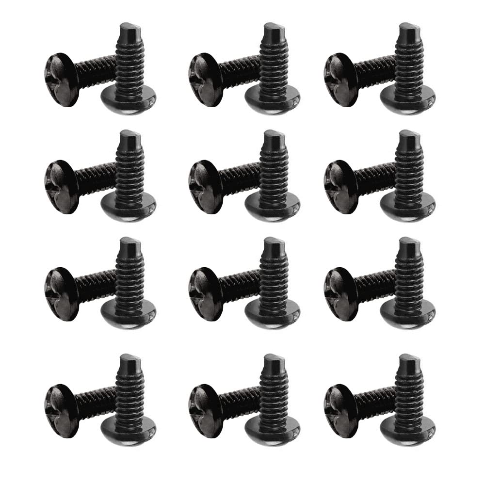 Cmple - Mounting Screws 10-32 x 0.5 inches, Pan Head Phillips Screw, Pilot Point Screws for Rack Mount Server Shelves, Black Oxide Finish - Bag of 25