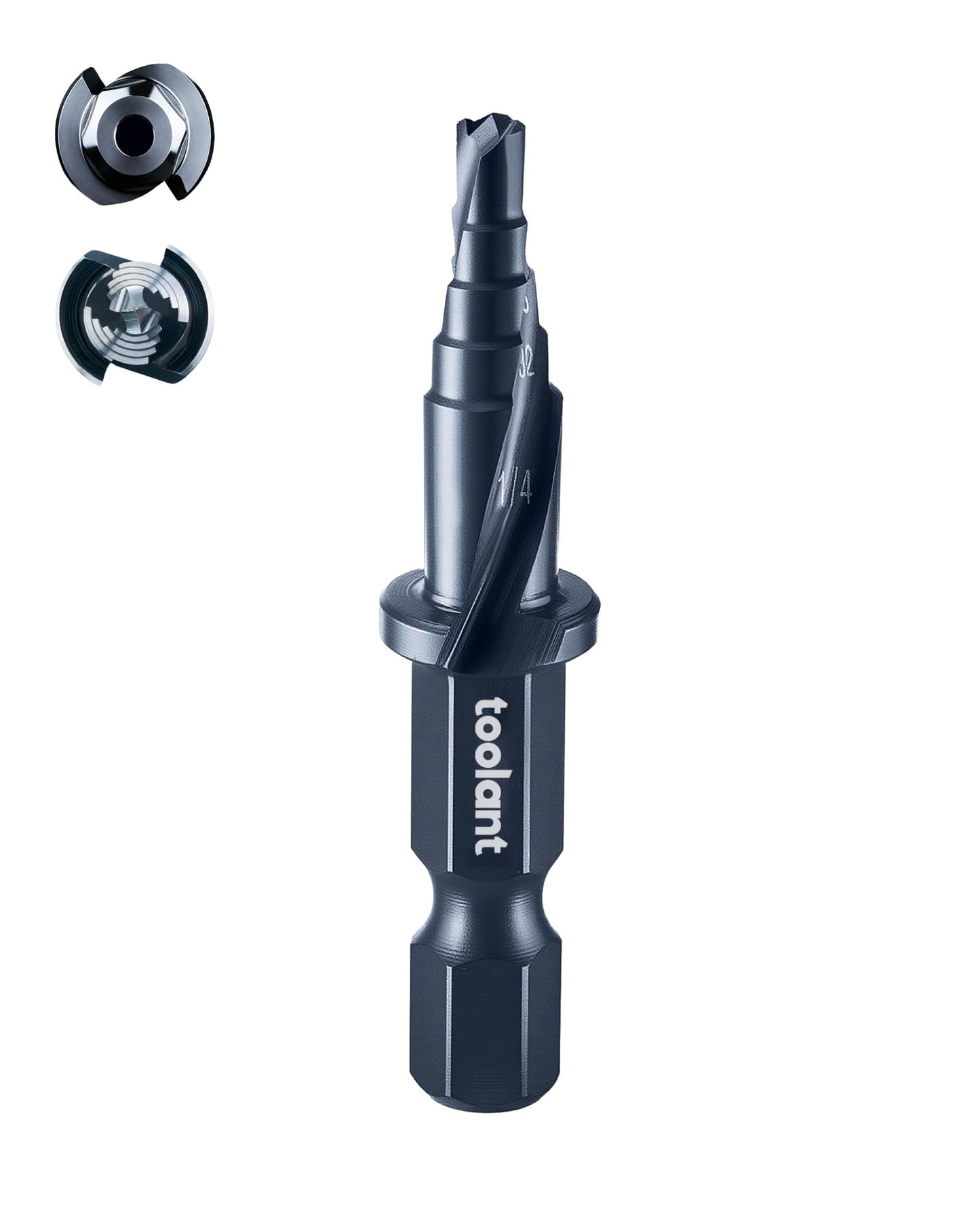 toolant Mini Step Drill Bit, 3PCS Set (1/8"-3/4"), 1/4" Hex Shank, Only 1” Short Drill Body for Extremely Tiny Spaces, M2 HSS & Nitriding Coating, Includes Carabiner & Quick-Release Couplers