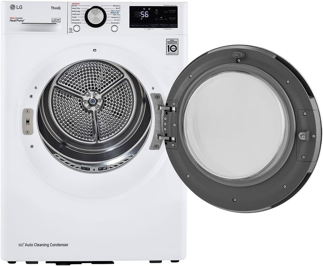 LG DLHC1455W 24 in. W 4.2 Cu. Ft. Ventless Stackable Compact Smart Electric Dryer in White with Dual Inverter HeatPump Technology