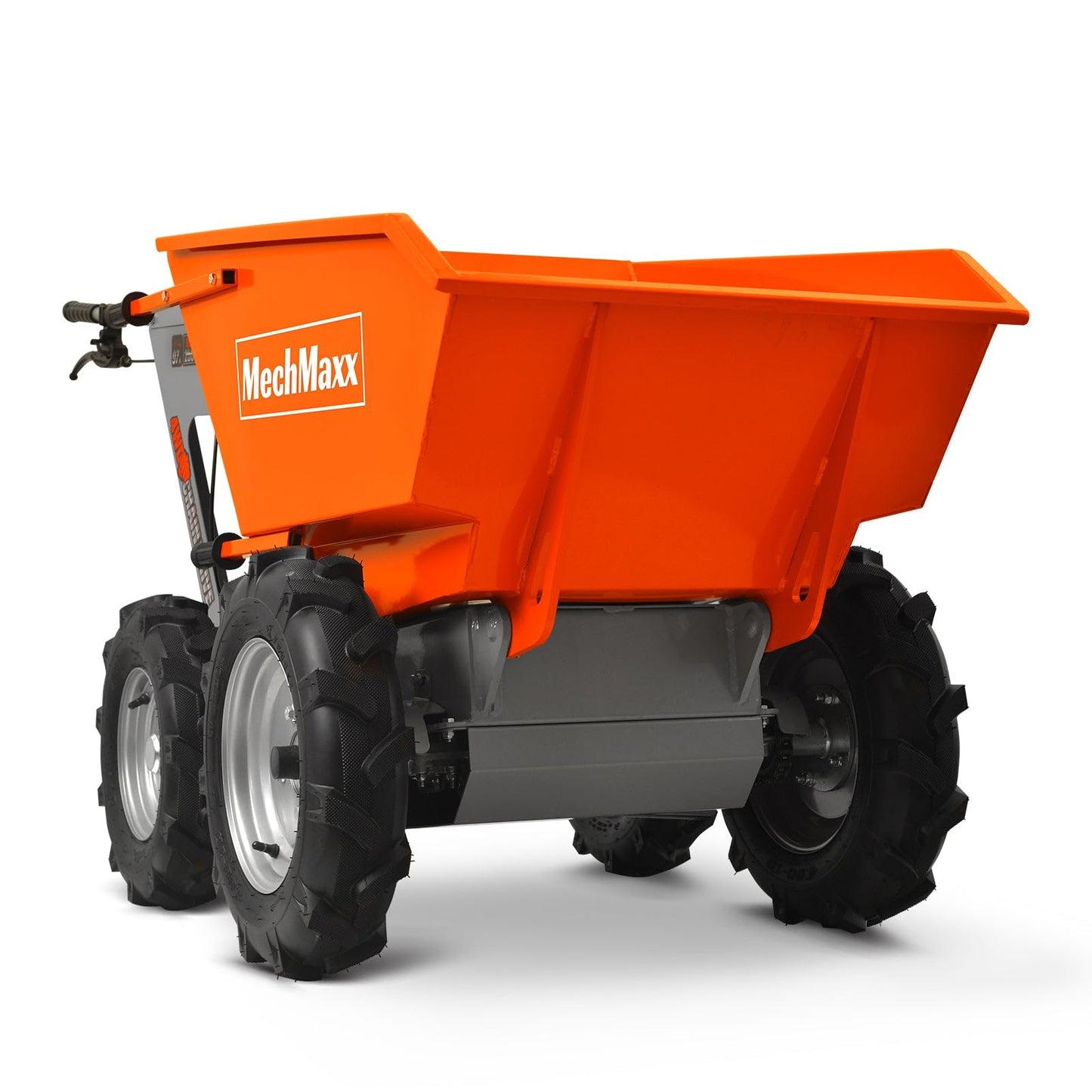 MechMaxx 1100Lb Loading 48V Battery Powered Wheel Barrow Electric Dumper Cart with 30W Light, Hydraulic Tipping, 1000W Brushless DC Motor, LED Display Screen, Model EH50 Yellow