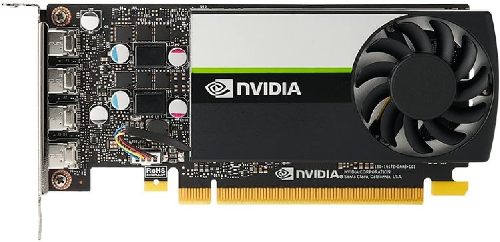 PNY NVIDIA T1000 8 GB Professional Graphic Card 8GB GDDR6 PCI Express 3.0 x16, Single Slot, 4X Mini-DisplayPort, 8K Support, Ultra-Quiet Active Fan (VCNT1000-8GB-PB)