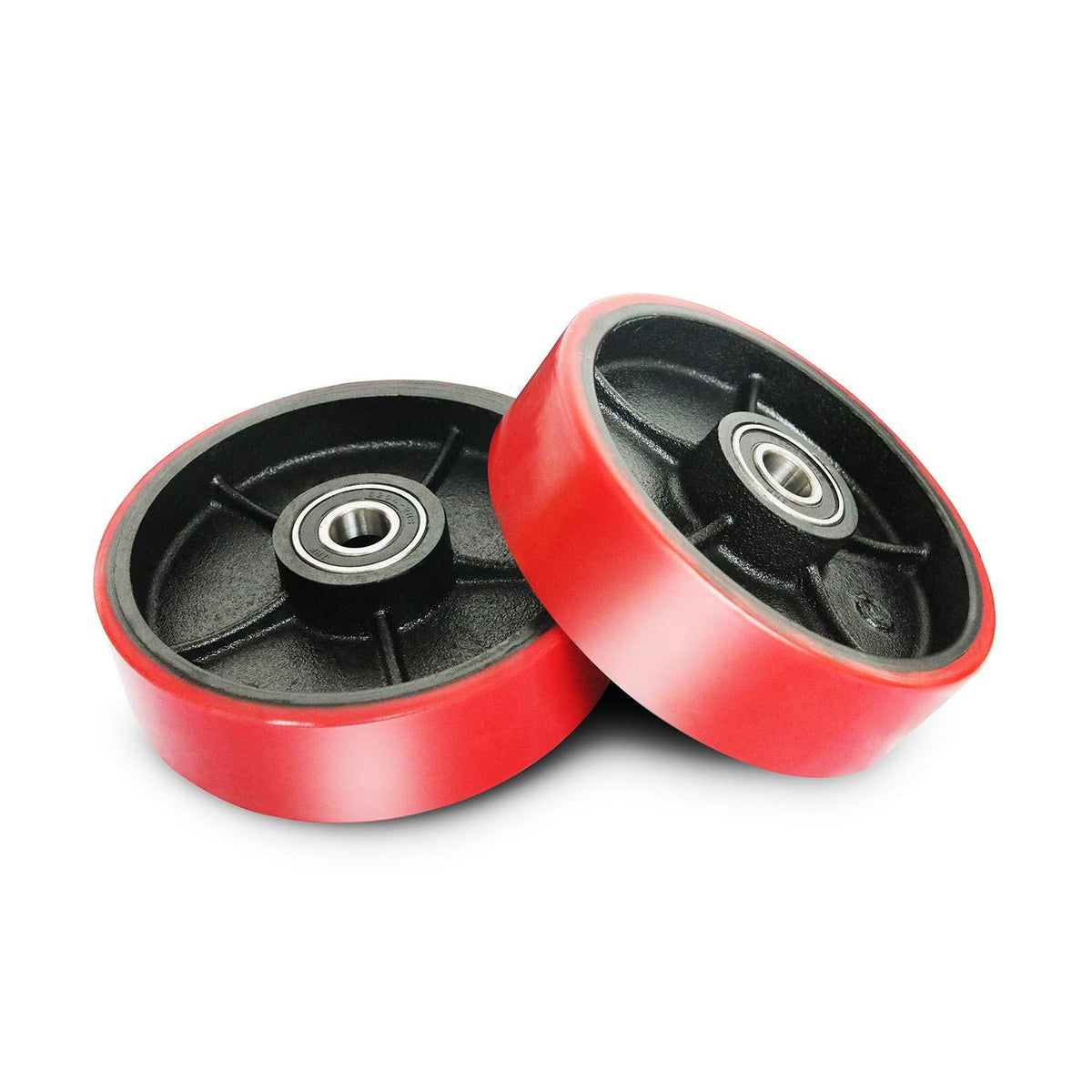 Tory Carrier Pallet Jack Load Wheel, Pre-installed Pallet Jack Roller, Nylon Wheels 3 inch x 3.7 inch, Sealed Precision Bearings ID 0.78 inch, Red- A Pair