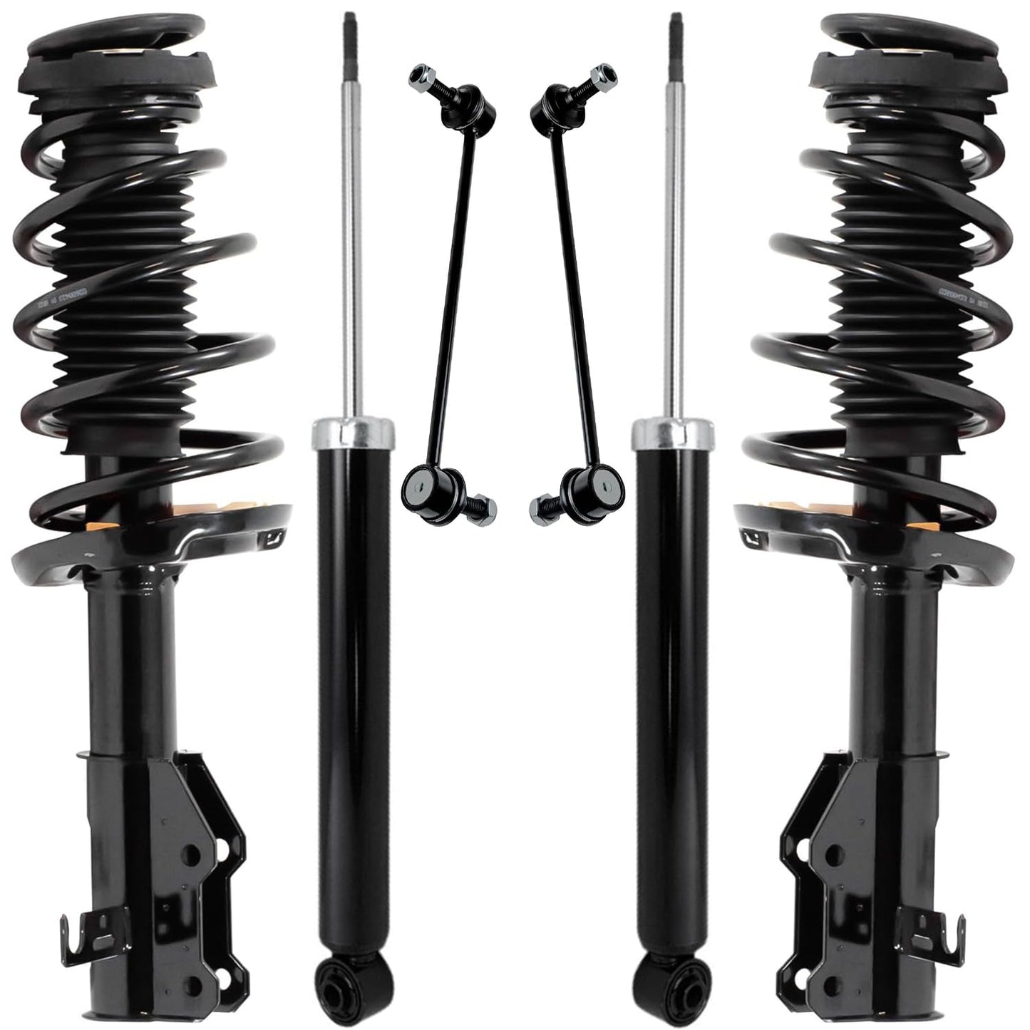 Detroit Axle - 6pc Struts Shocks Kit for 2014-2018 Chevy Silverado 1500 GMC Sierra 1500, 2 Front Struts w/Coil Springs 2 Sway Bars 2 Rear Shock Absorbers 2015 2016 2017 Replacement Suspension