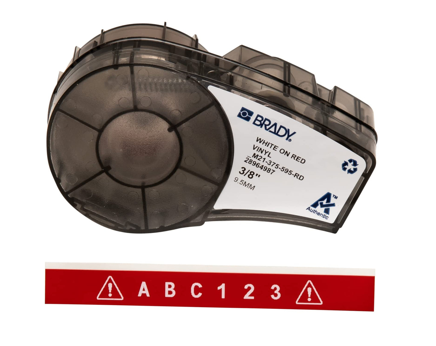Brady Authentic (M21-750-595-WT) All-Weather Vinyl Label for Indoor/Outdoor ID, Lab and Equipment Labeling, Black on White- For M210, M210-LAB, M211, BMP21-PLUS and BMP21-LAB Printers, .75" W 21' L