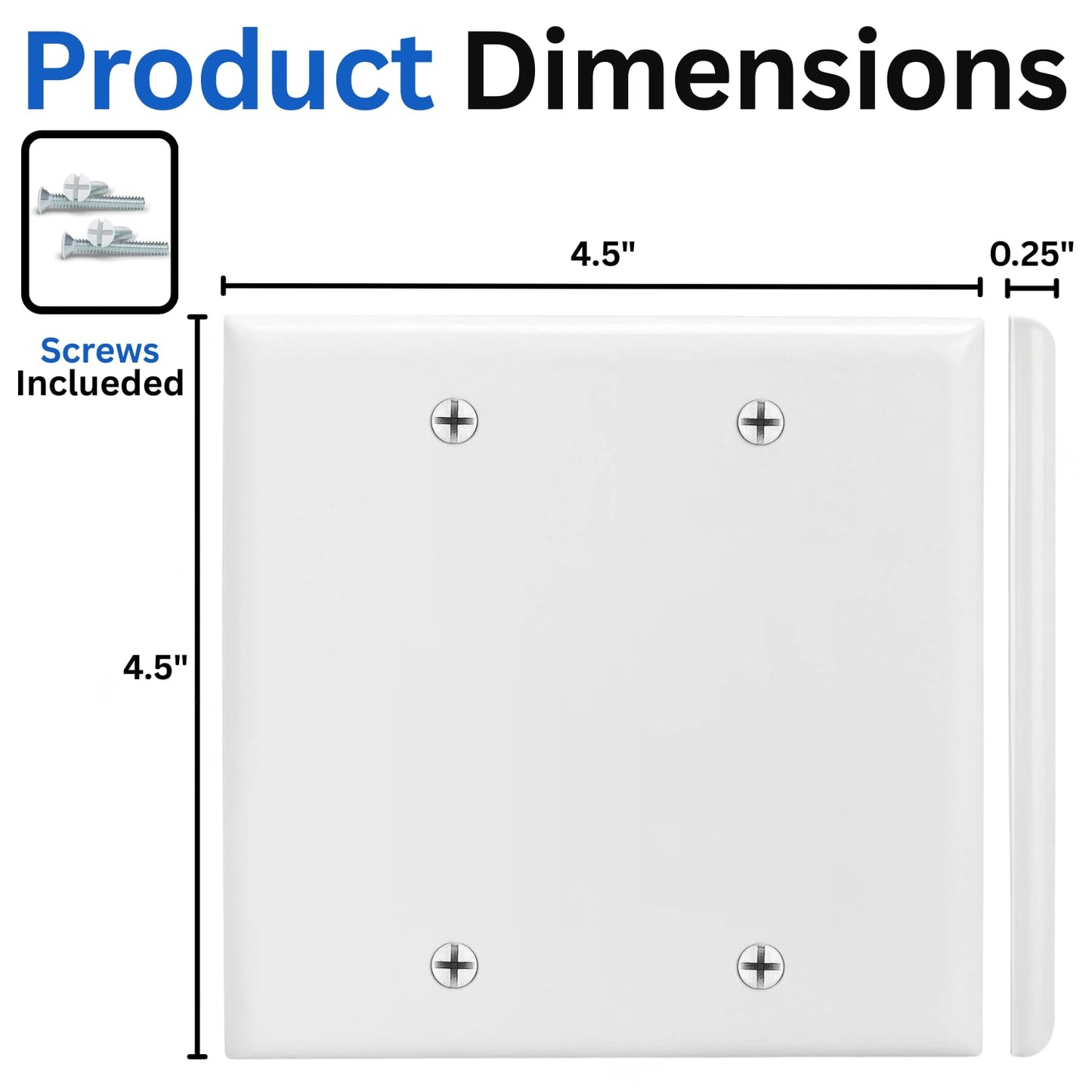 Cmple - 3 Port Keystone Wall Plate Single-Gang Wall Plate with Standard Size Keystone Jack Insert - White