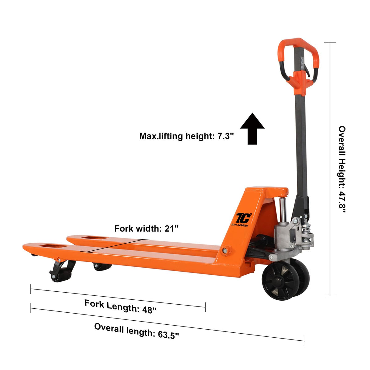 Pallet Jack, 6600 Lb. Capacity 27 x 48 Forks Mannual Pallet Truck, Hand Trucks with Replacement Load Wheels