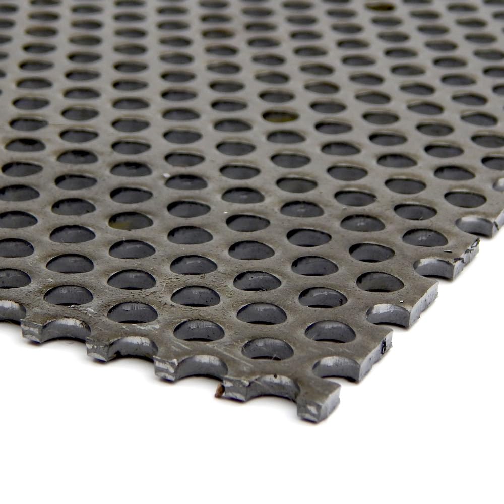 A36 Carbon Steel Perforated Sheet, Unpolished (Mill) Finish, Hot Rolled, Staggered 0.1875" Holes, ASTM A36, 0.06" Thickness, 16 Gauge, 24" Width, 24" Length, 0.25" Center to Center, OnlineMetals
