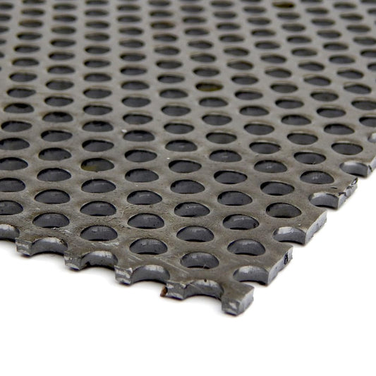 A36 Carbon Steel Perforated Sheet, Unpolished (Mill) Finish, Hot Rolled, Staggered 0.1875" Holes, ASTM A36, 0.06" Thickness, 16 Gauge, 24" Width, 24" Length, 0.25" Center to Center, OnlineMetals