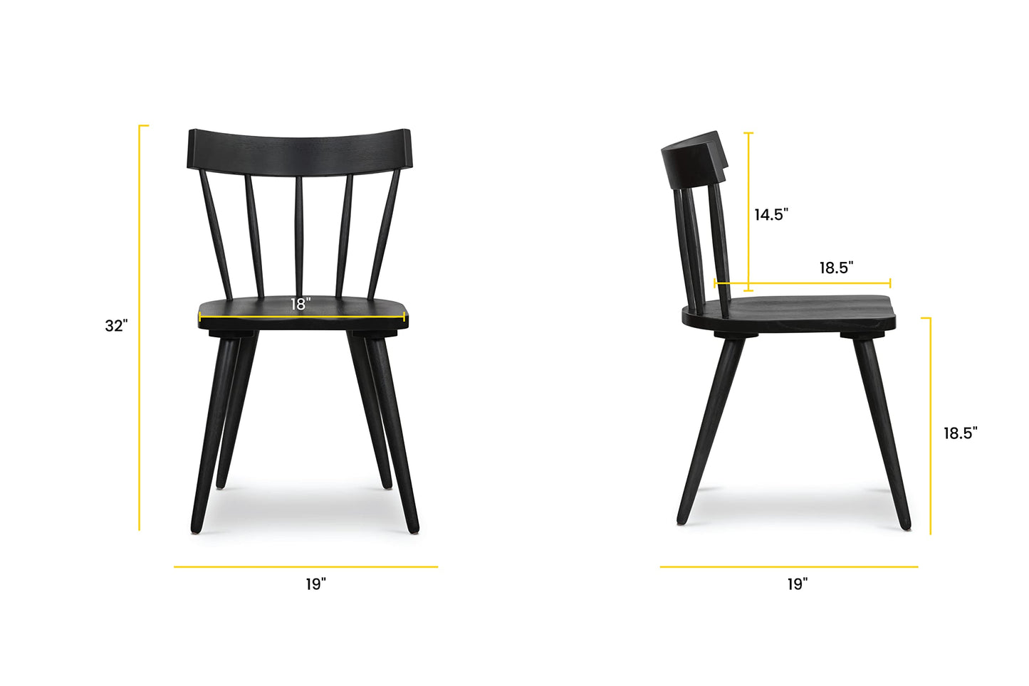 POLY & BARK HAVA Dining Chair,Oak, Black