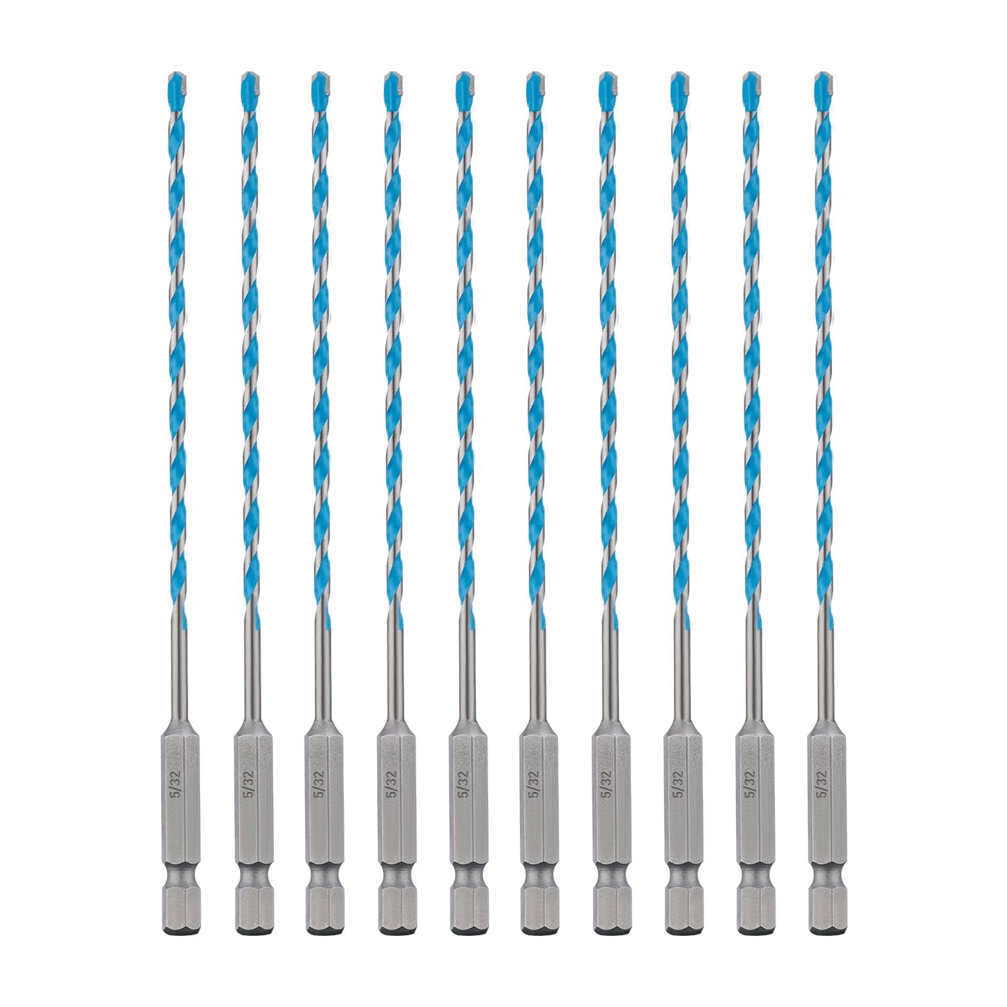 toolant 3/16" Concrete Drill Bit Set & Masonry Drill Bit Set, Shockproof Hex Shank Hammer Drill Bit Set for Glass/Brick/Plastic/Cement/Tile, Industrial Strength Carbide Drill Bit Tip 1/4" Box of 10