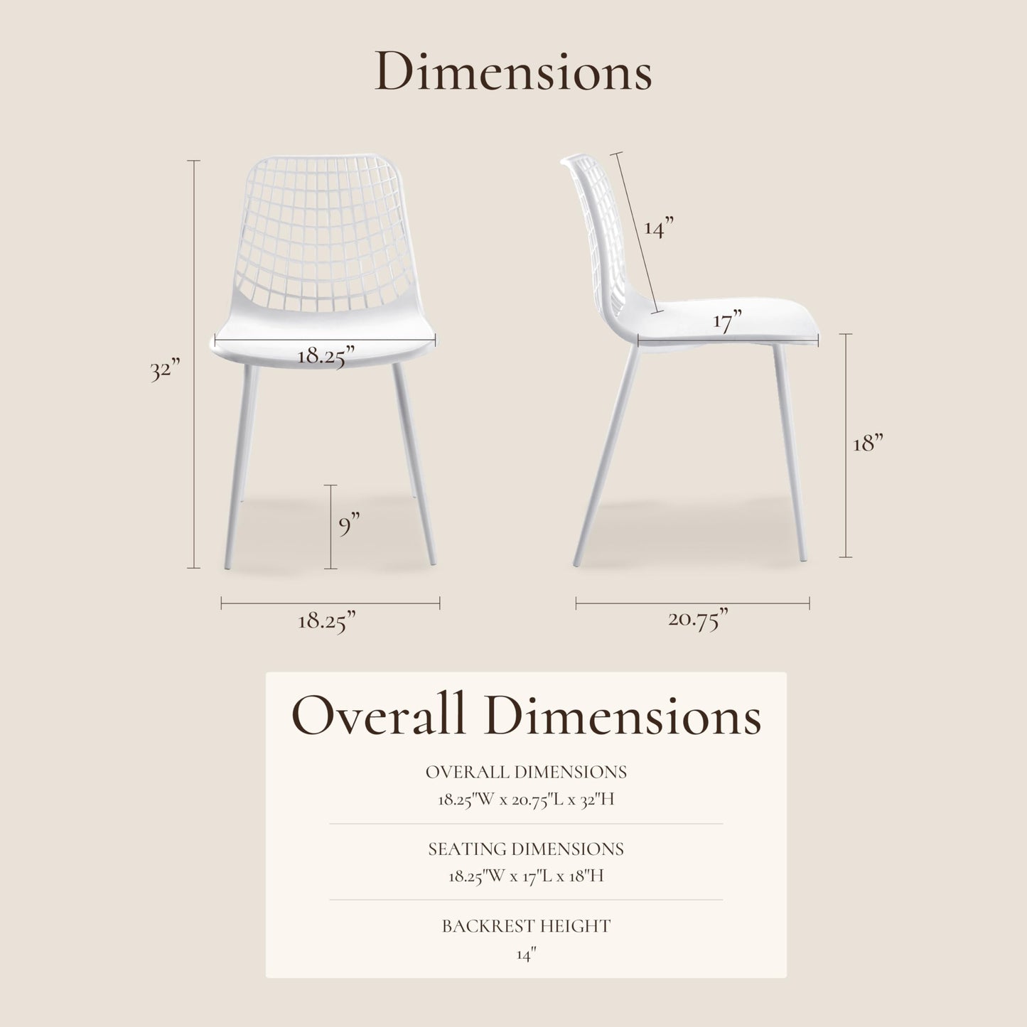 POLY & BARK Isla Modern Dining Chairs Set of 4 – Mid Century Modern Plastic Dining Chair with Metal Legs – Kitchen & Dining Room Chairs – Indoor/Outdoor – White