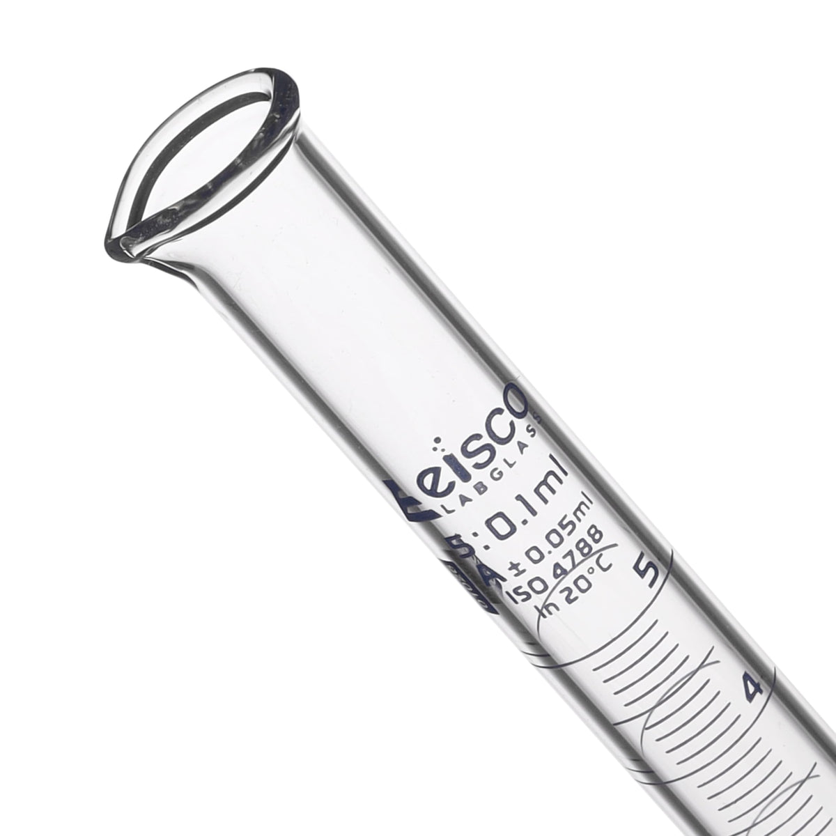 Graduated Cylinder, 100ml - Class A Tolerance ±0.50ml - Round Base - Blue Graduations - Borosilicate 3.3 Glass - Eisco Labs