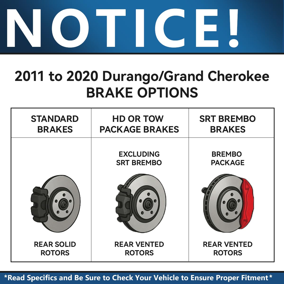 Detroit Axle - Brake Kit for 2011-2020 Jeep Grand Cherokee Dodge Durango Replacement Front & Rear Drilled & Slotted Disc Brake Rotors Ceramic Brakes Pads : 12.99" inch Rotor