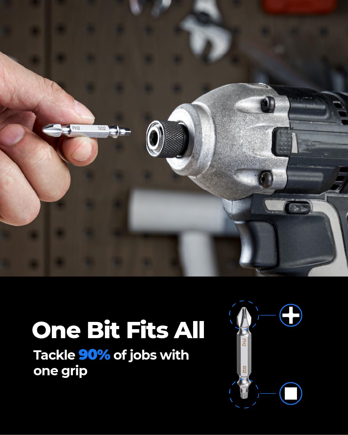 toolant 2 Inch Phillips Bit#2 Magnetic Anti Slip Impact Screwdriver Bits Set(10Pack)