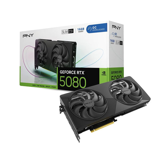 PNY NVIDIA GeForce RTX™ 5080 OC Triple Fan, Graphics Card (16GB GDDR7, 256-bit, Boost Speed: 2730 MHz, PCIe® 5.0, HDMI®/DP 2.1, 2.99-Slot, NVIDIA Blackwell Architecture, DLSS 4)