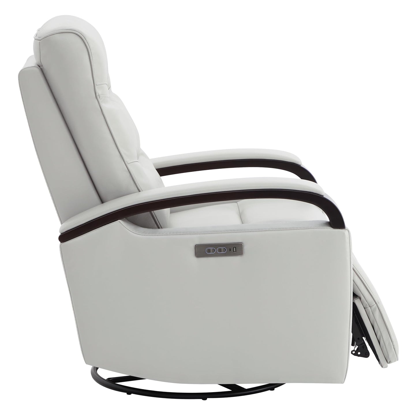 CHITA Genuine Leather Power Swivel Glider Rocker Recliner, FSC Certified Mid Century Modern Recliner Chair for Adults, Adjustable Power Headrest, for Nursery and Living Room, Cognac Brown