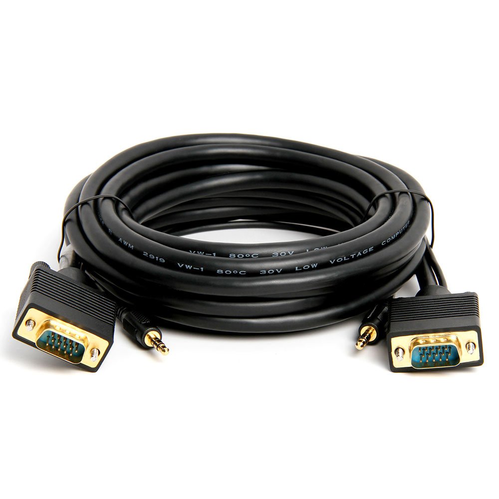 Cmple - VGA SVGA Monitor Cable, Gold Plated Connectors, Support Full HD Displays HDTVs (Male-to-Male) with 3.5mm Stereo Audio - 6 Feet