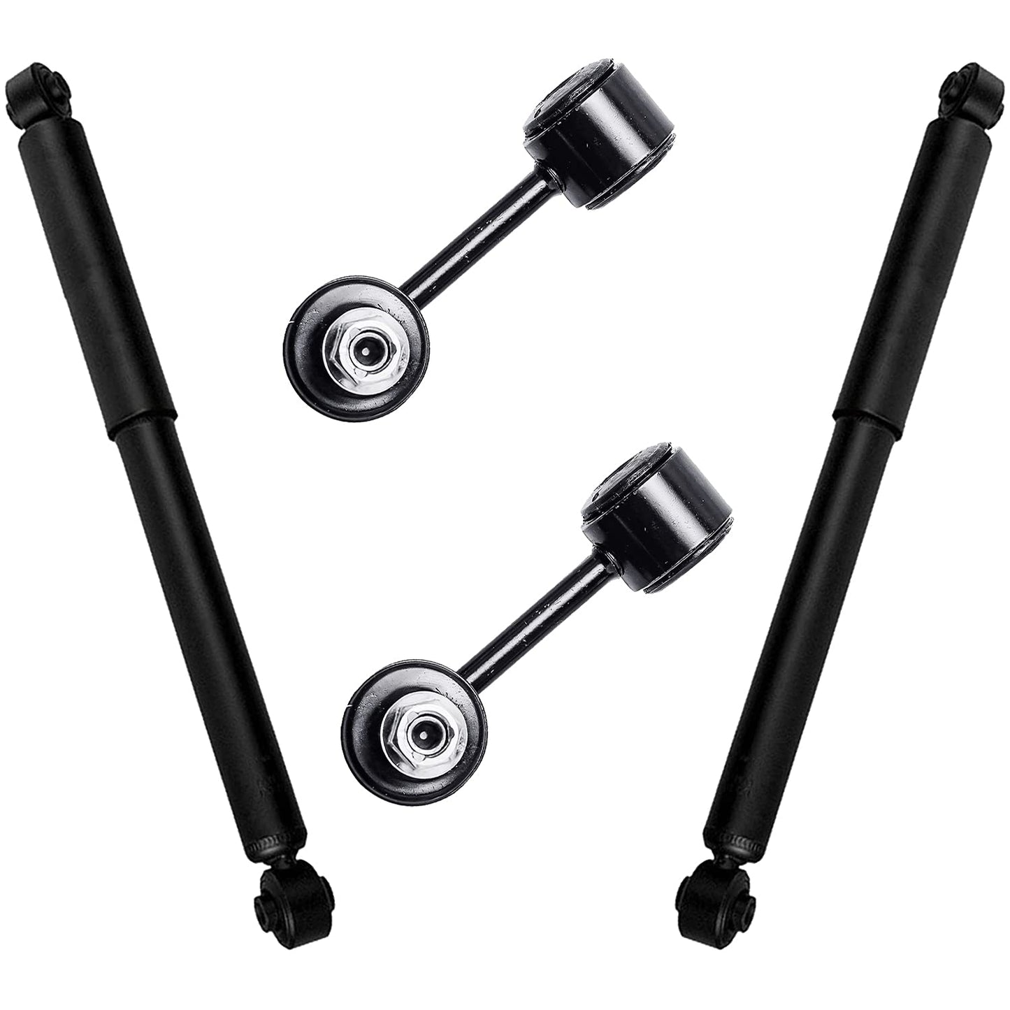 Detroit Axle - Front and Rear Shock Absorbers for 2007-2017 Jeep Wrangler, 2018 Wrangler JK 4 Complete Shock Absorber Assembly 2008 2009 2010 2011 2012 2013 2014 2015 2016 Replacement
