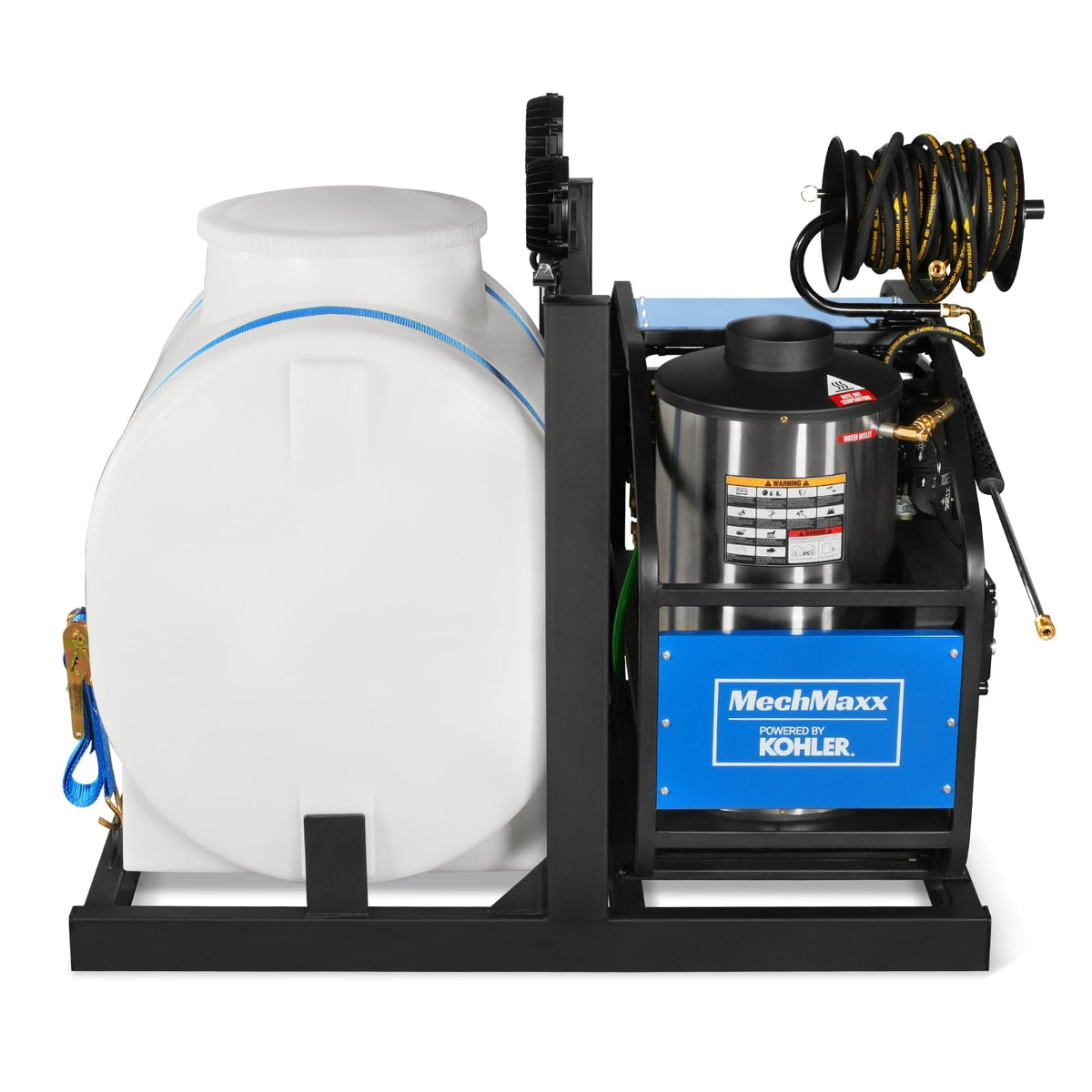 MechMaxx 4000 PSI 4 GPM Kohler E-Start Engine Hot Water Pressure Washer Skid Mounted with 245 Gal Tank, Model HPW40KBT
