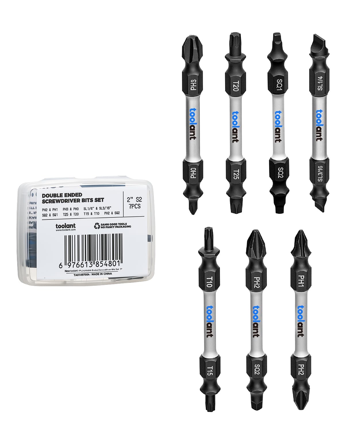 toolant 2 Inch Phillips Bit#2 Magnetic Anti Slip Impact Screwdriver Bits Set(10Pack)