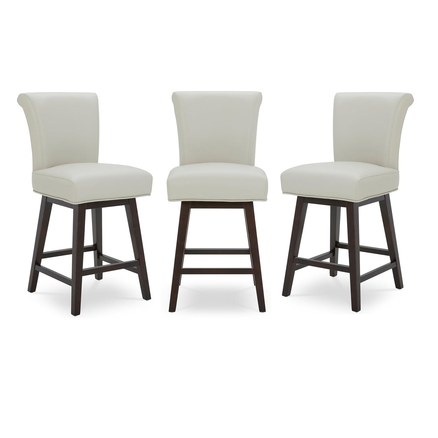CHITA 30 Inch Counter Height Swivel Bar Stools Set of 2, FSC Certified Modern Upholstered Faux Leather Swivel Barstool Chairs with Back, Black