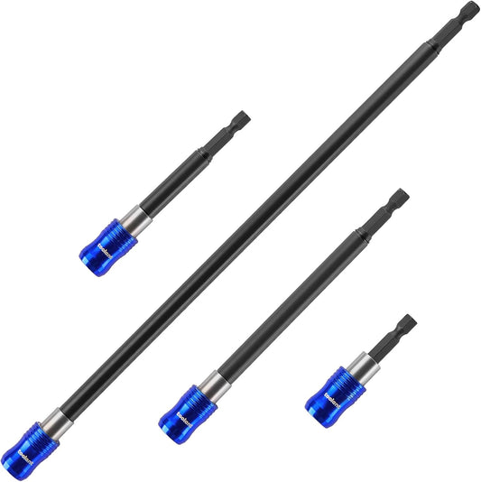 toolant Magnetic Drill Bit Extension Set, 4PCS (2.5", 4", 6", 12"), Quick-Insert, Anti-Wobble Sleeve, Strong Magnet, 1/4" Hex Bit Holder, Alloy & Stainless Steel for Impact Driver