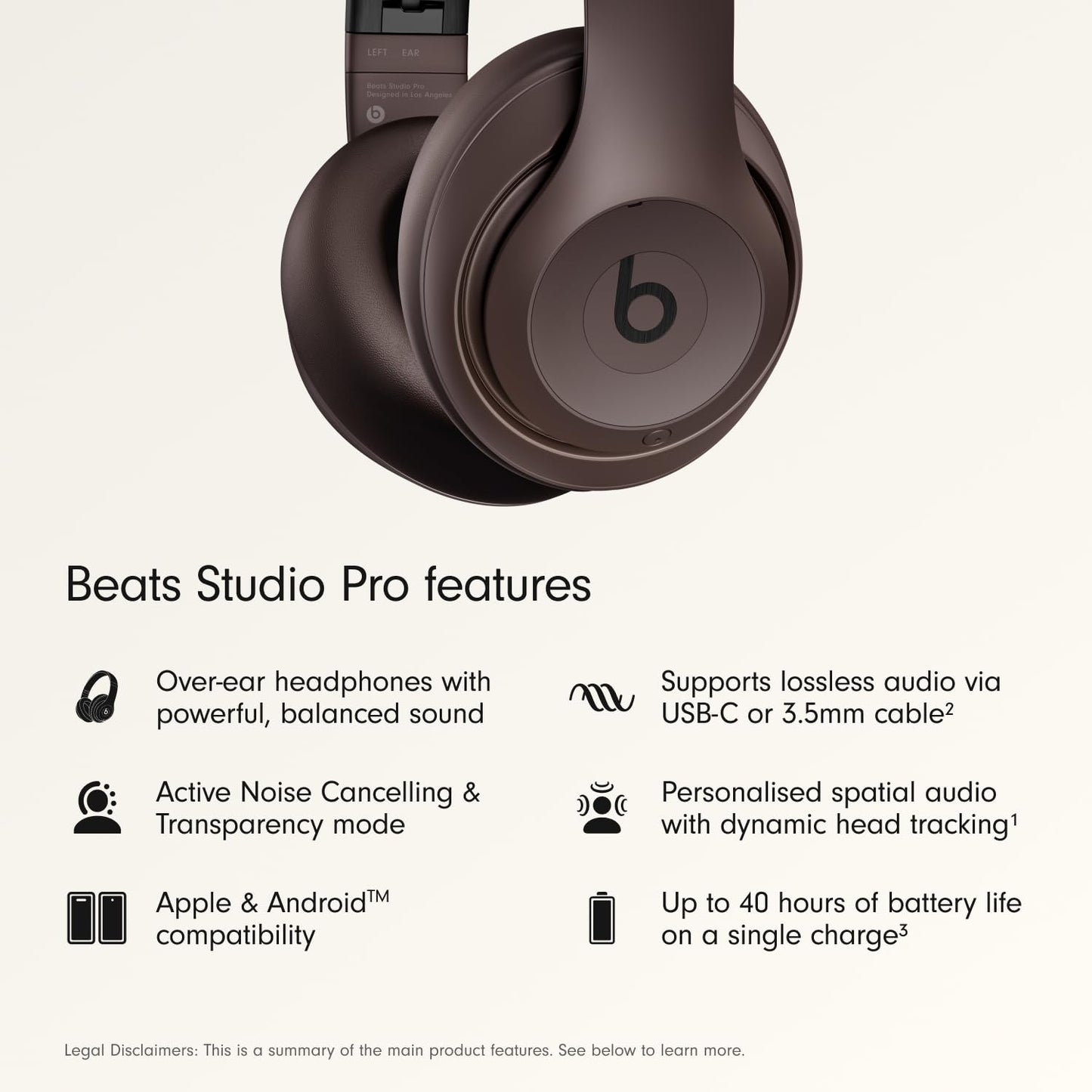 Beats Studio Pro Premium Wireless Over-Ear Headphones- Up to 40-Hour Battery Life, Active Noise Cancelling, Great for Travel & Commuting, USB-C Lossless Audio, Apple & Android Compatible - Navy