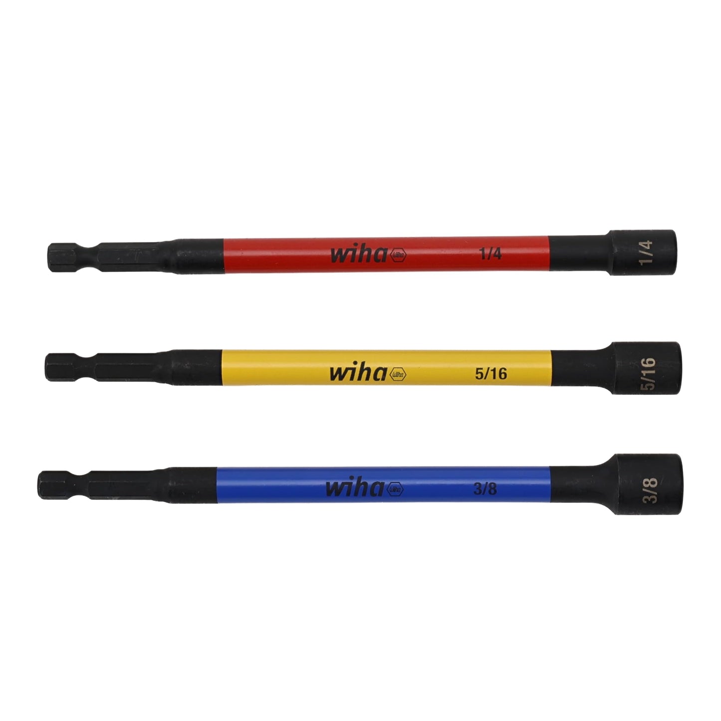 Wiha 70486 Magnetic Nut Setter Set, 6 Piece SAE, Color Coded, 1/4-Inch Hex Drive, Impact Rated