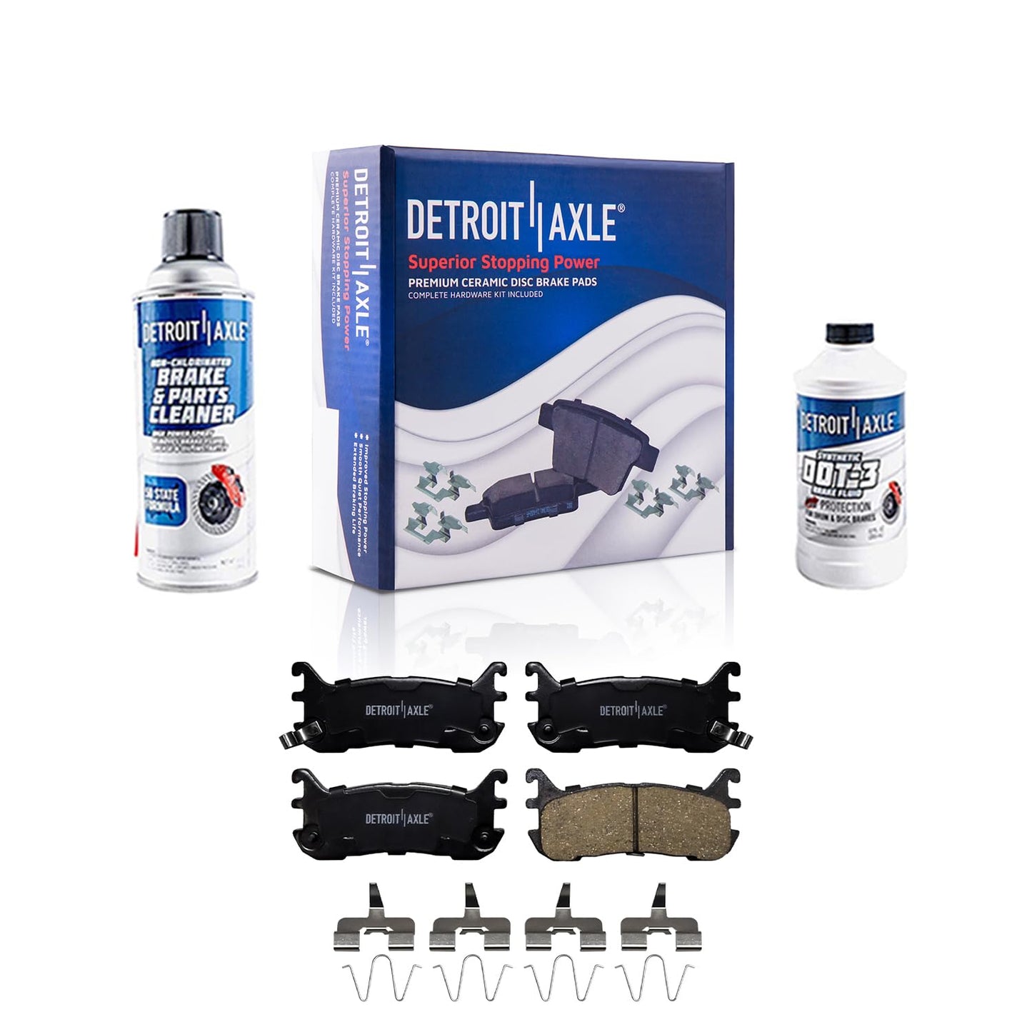 Detroit Axle - Rear Brake Pads for 2019-2024 Chevy Silverado 1500 GMC Sierra 1500, 2021-2024 Tahoe Suburban Yukon XL Cadillac Escalade ESV, Canyon LYRIQ Colorado, Ceramic Brake Pads with Hardware