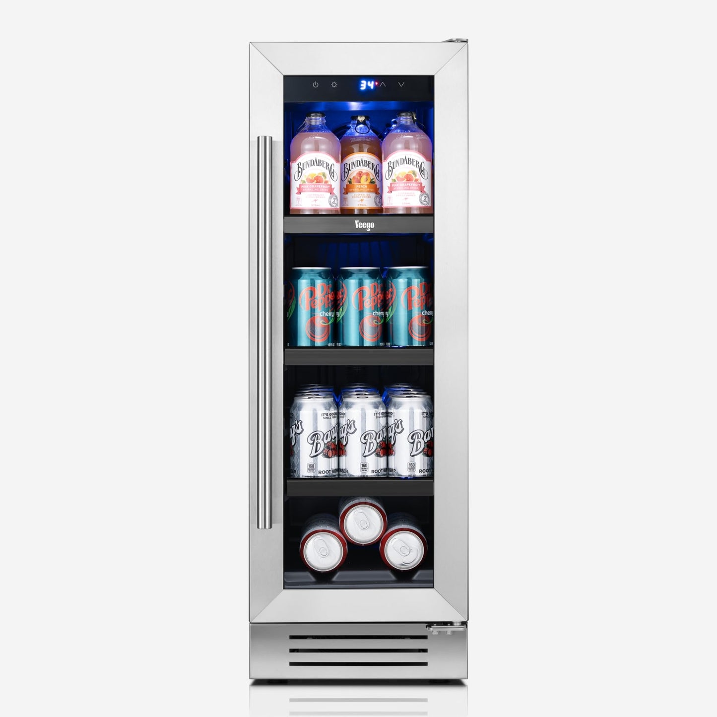 Yeego Beverage Refrigerator & Drink Fridge - 24 inch 180 Cans Beer Cooler Glass Door, 34-54℉ Under Counter Refrigerator Built-in for Drink Soda Wine for Bar Office Bedroom