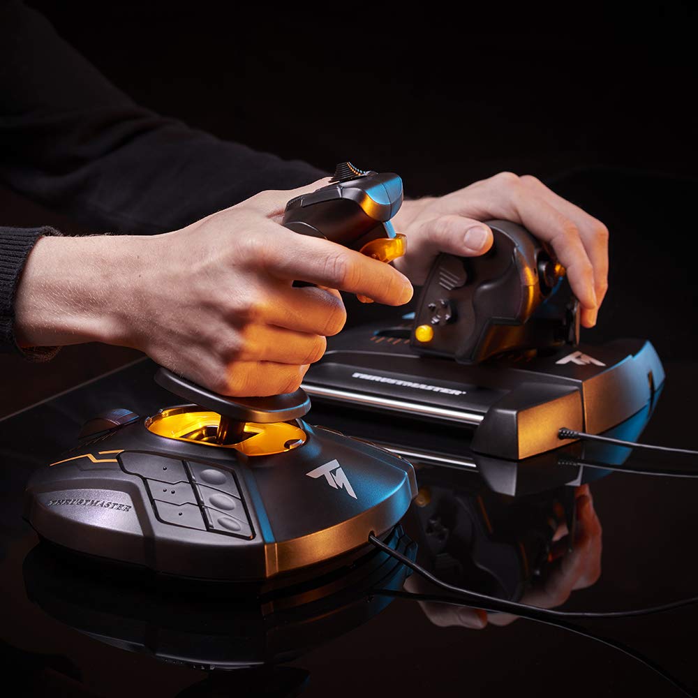 Thrustmaster T16000M FCS Space Sim Duo Combat Flight Sim Joystick - PC | Dual Hall-Effect sticks, 32 programable buttons, weighted bases, 8-way hat switch, 4 axes, twist rudder, integrated throttle