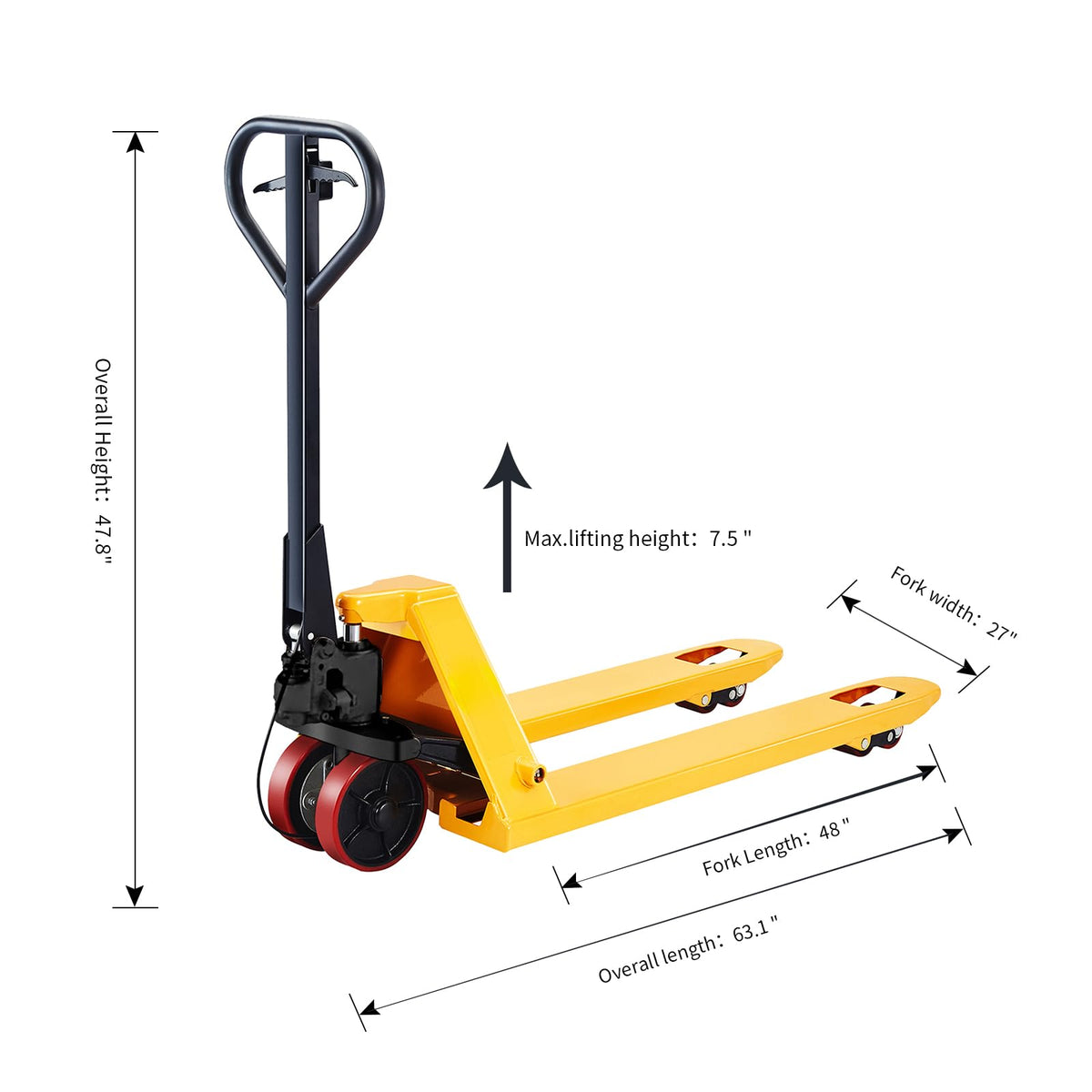 Tory Carrier Pallet Jack 11000lbs Capacity, Heavy Duty Manual Pallet Truck 48" x 27" Forks