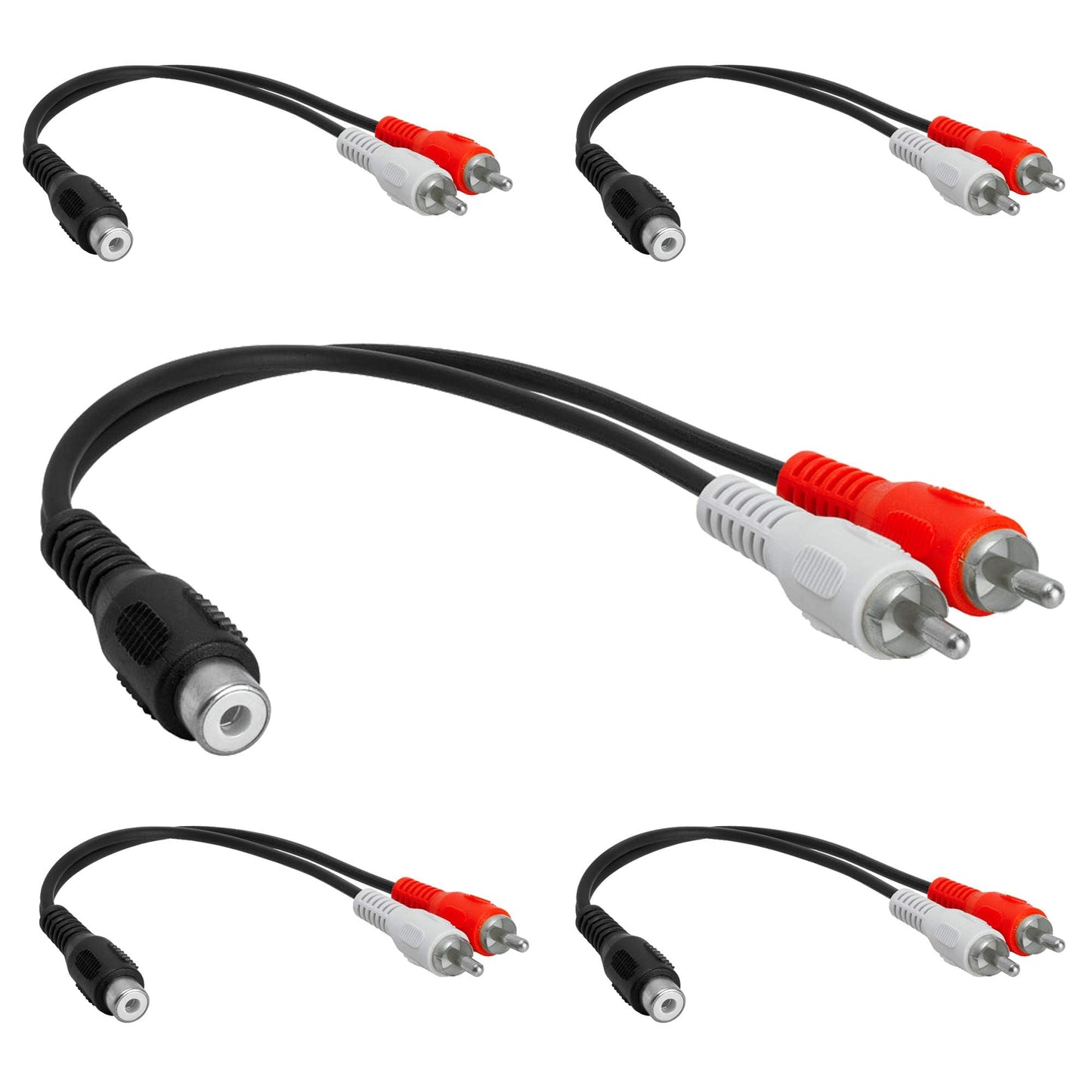 Cmple - 2 RCA Male to 1 RCA Female Stereo Audio Y-Cable, 2 RCA Plugs to 1 x RCA Jack Y-Adapter Subwoofer Cable, Gold Pla