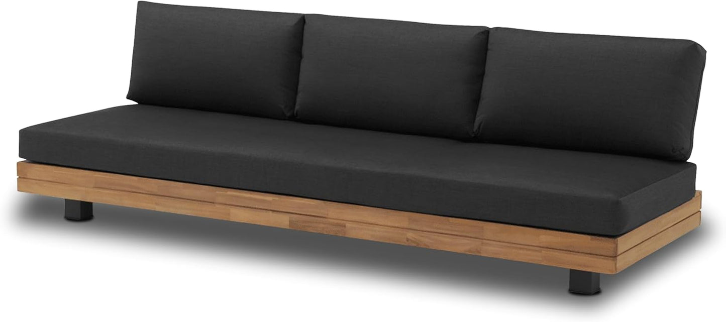 POLY & BARK Celenza 3 Seat Sofa Bench in Grey/Dark Teak