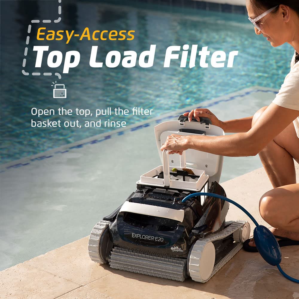 Dolphin (2026 Model) E10 Automatic Robotic Pool Vacuum Cleaner, Active Scrubber Brush, Top Load Filters Access, Ideal for Above-Ground Pools up to 30 FT in Length