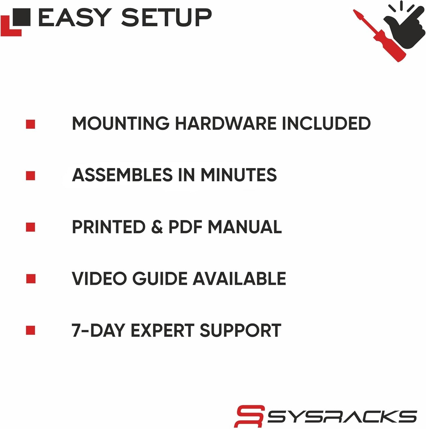 Sysracks 22U Wall Mount Server Rack Cabinet, 19” Enclosed Network & IT Rack, 24” Deep, Locking Mesh Door