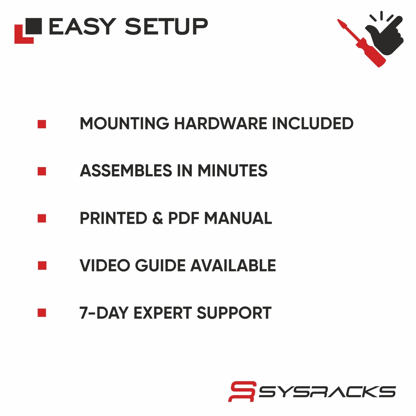 Sysracks 22U Wall Mount Server Rack Cabinet, 19” Enclosed Network & IT Rack, 24” Deep, Locking Mesh Door