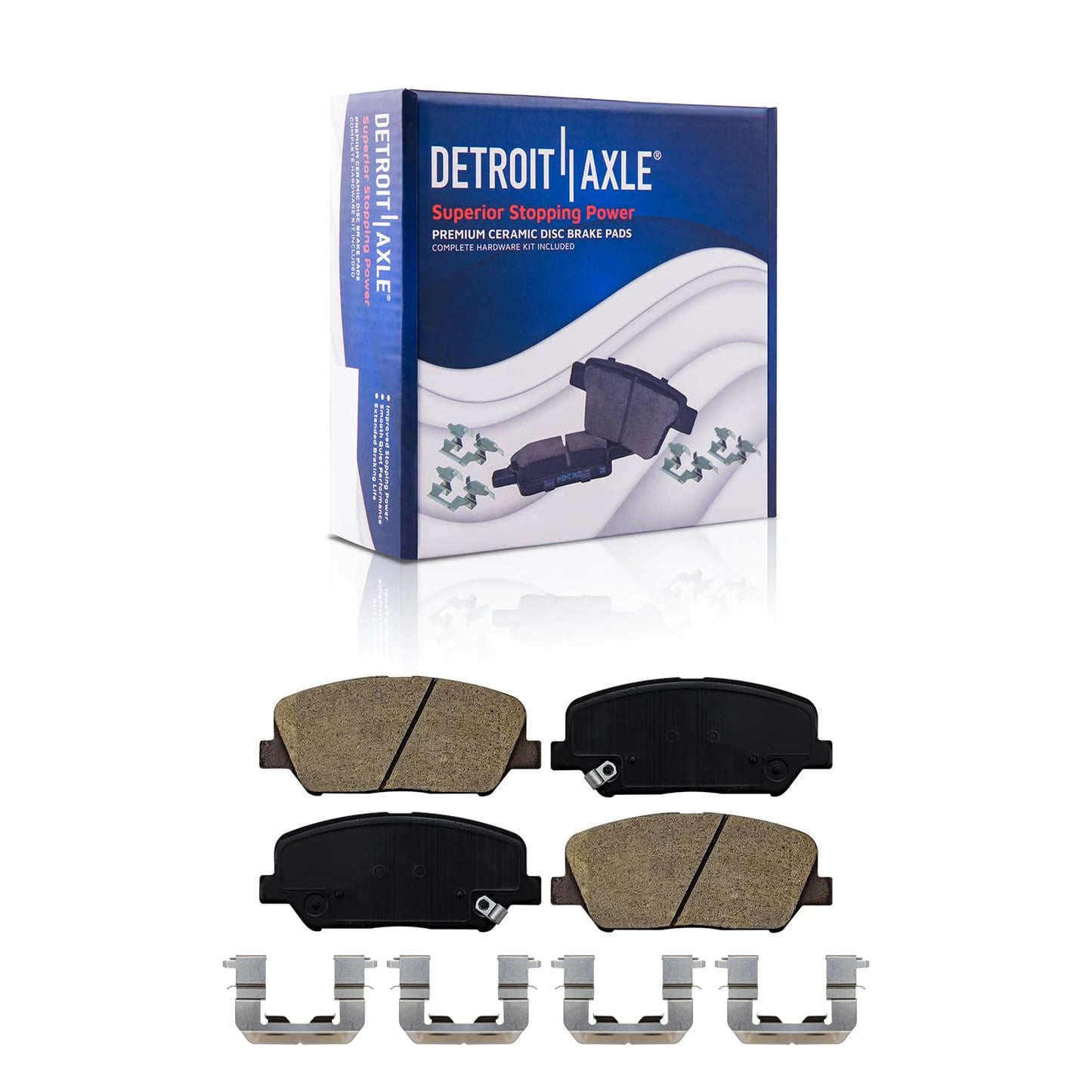Detroit Axle - 4WD Brake Kit for 2012-2022 Ford F-250 Super Duty 2013-2022 F-350 Super Duty, 14.29" inch Front Rear Drilled Slotted Brake Rotors Ceramic Brakes Pads Replacement