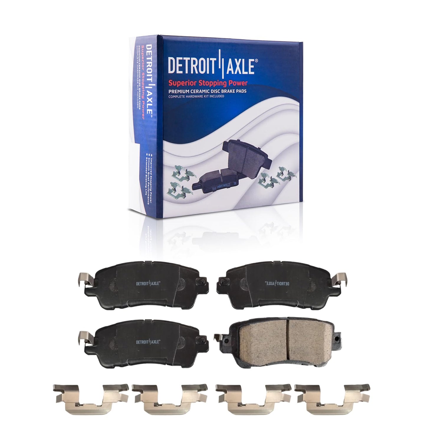 Detroit Axle - Rear Brake Pads for 2019-2024 Chevy Silverado 1500 GMC Sierra 1500, 2021-2024 Tahoe Suburban Yukon XL Cadillac Escalade ESV, Canyon LYRIQ Colorado, Ceramic Brake Pads with Hardware