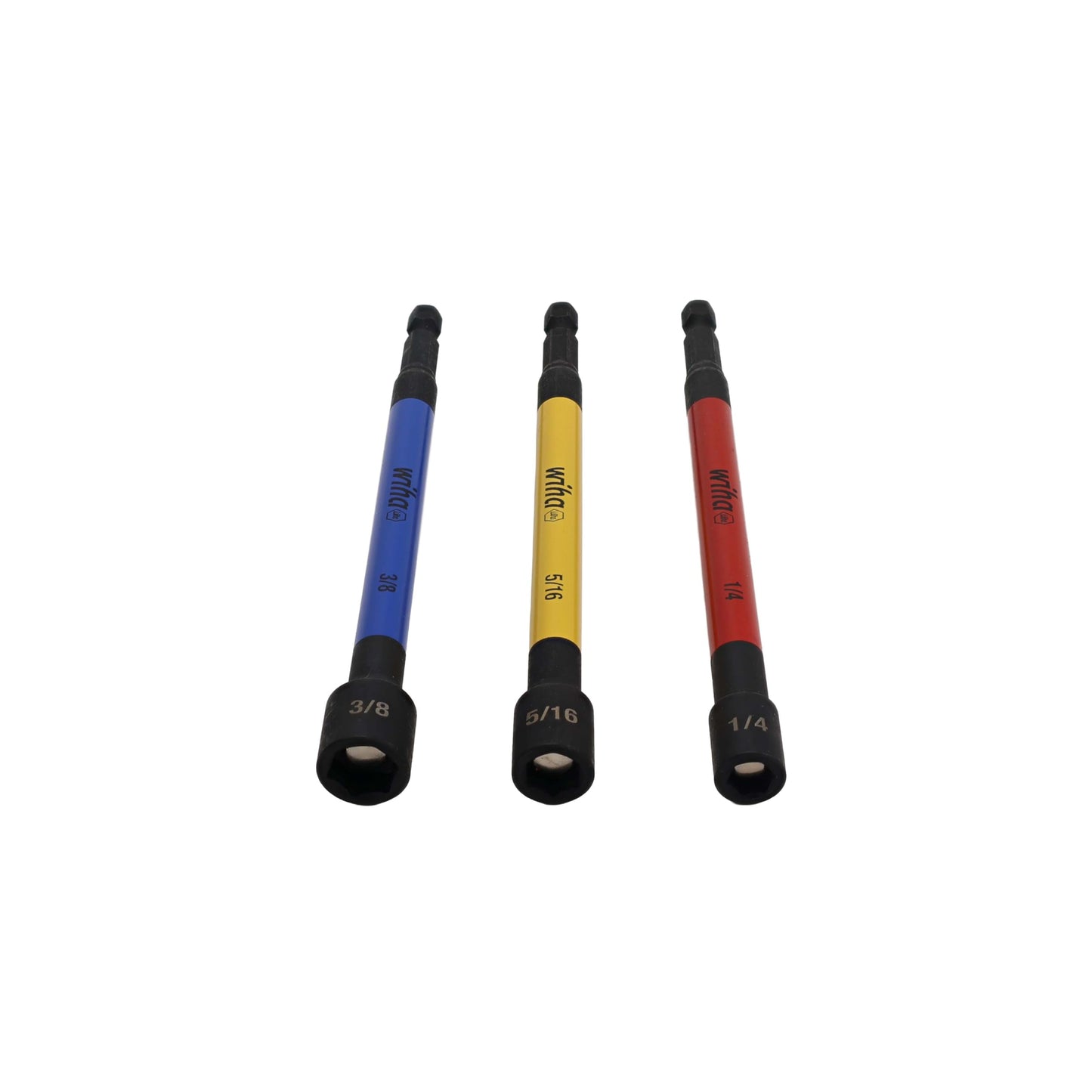 Wiha 70486 Magnetic Nut Setter Set, 6 Piece SAE, Color Coded, 1/4-Inch Hex Drive, Impact Rated