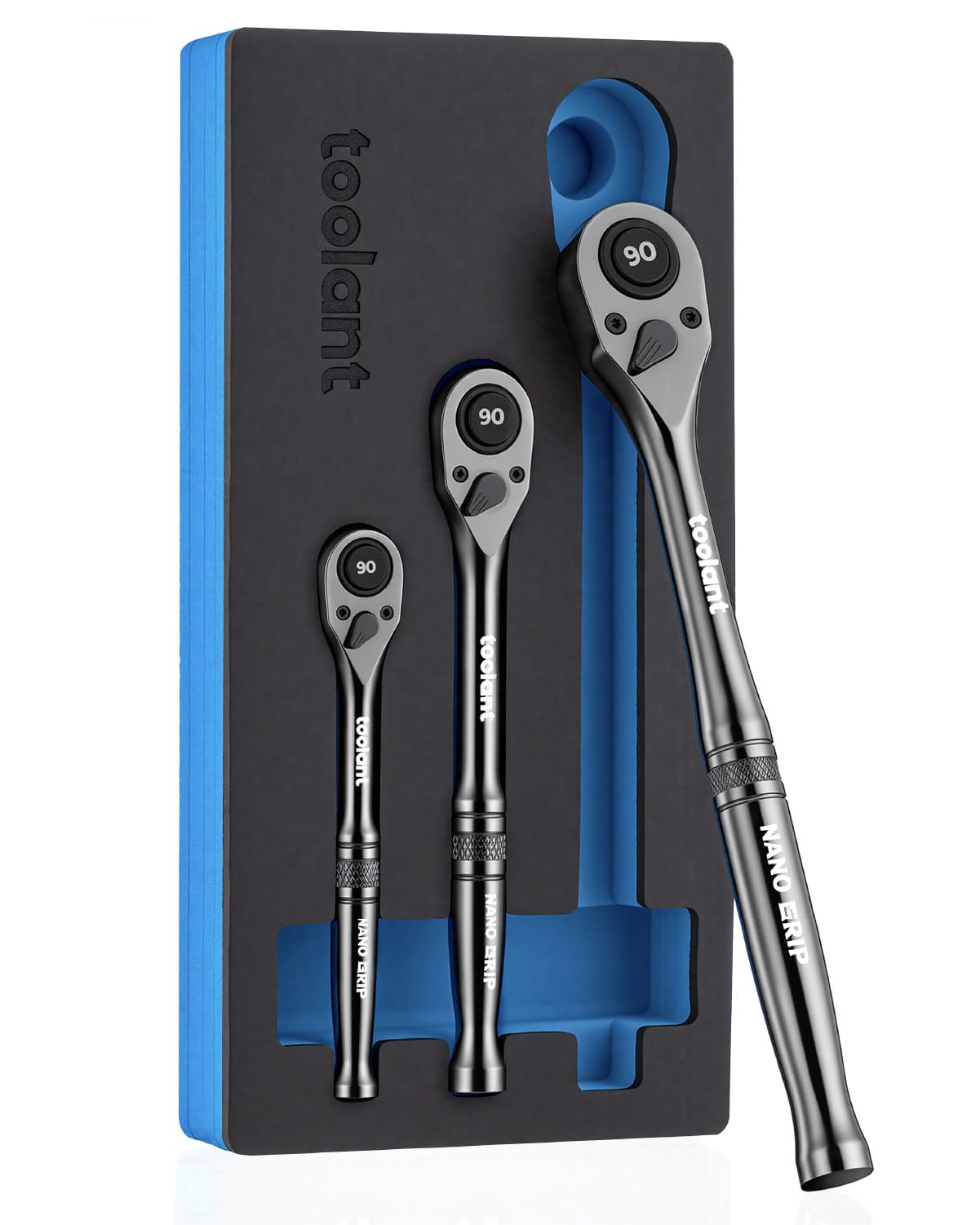 toolant 3/8" Drive Flex Head Ratchet Wrenches, 90 Tooth Compact Flex Head Socket Ratchet Wrench, 12 Inch Length