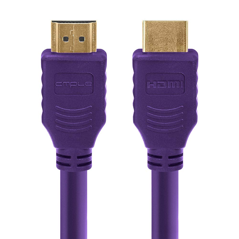 Cmple - HDMI Cable 10FT High Speed HDTV Ultra-HD (UHD) 3D, 4K @60Hz, 18Gbps 28AWG HDMI Cord Audio Return 10 Feet Purple