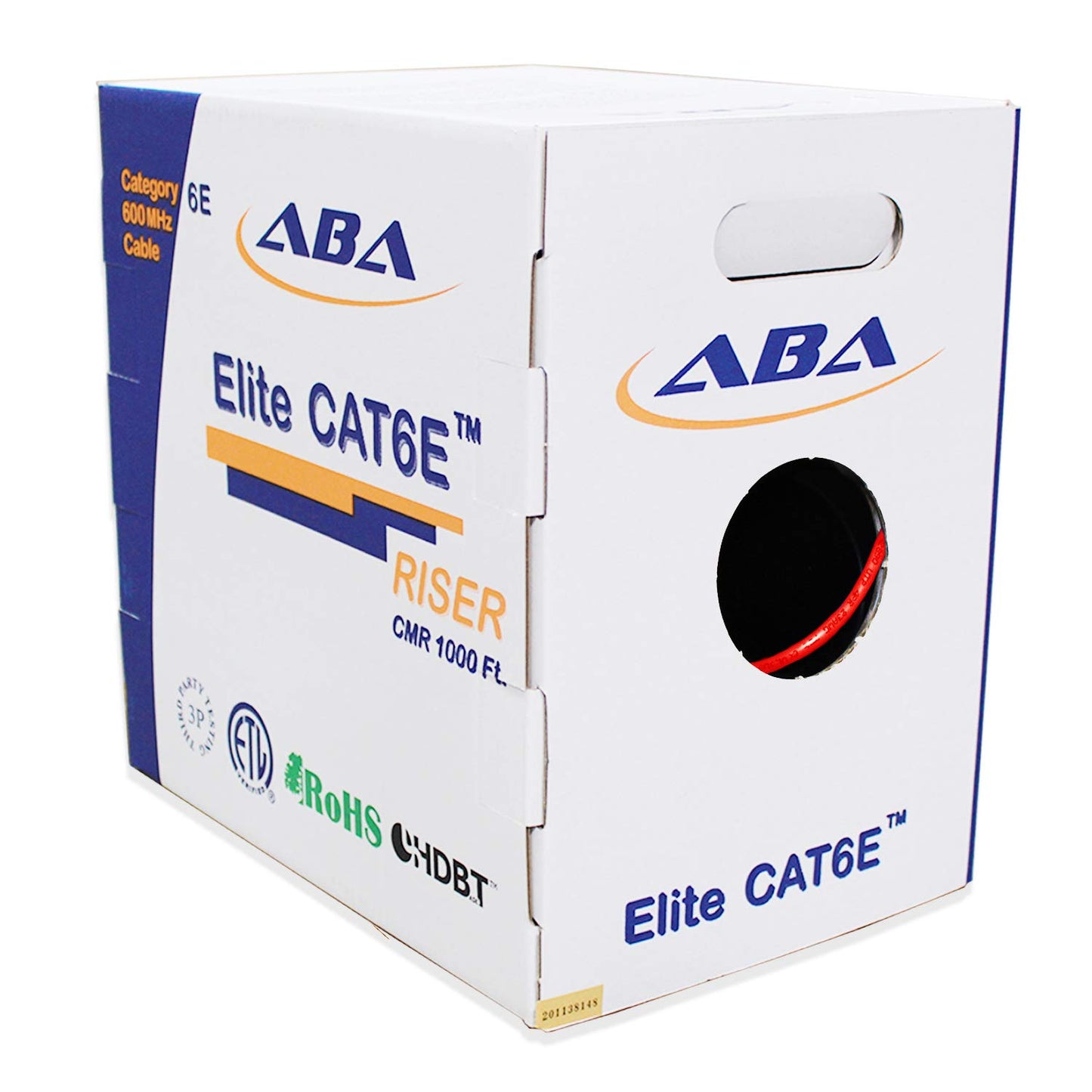 Elite Cat6 CMR Riser (CAT6e) Ethernet Cable 1000ft, 24AWG, Solid Bare Copper Wire, 600MHz, w/Spline(Noise Reducing Cross Separator), UL Certified, Bulk LAN Cable - Orange
